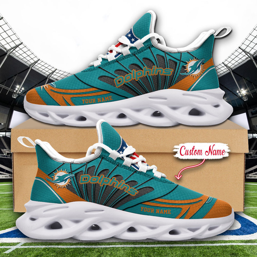 Ideafootwear Miami Dolphins NFL Max Soul Shoes Sneakers For Men And Women