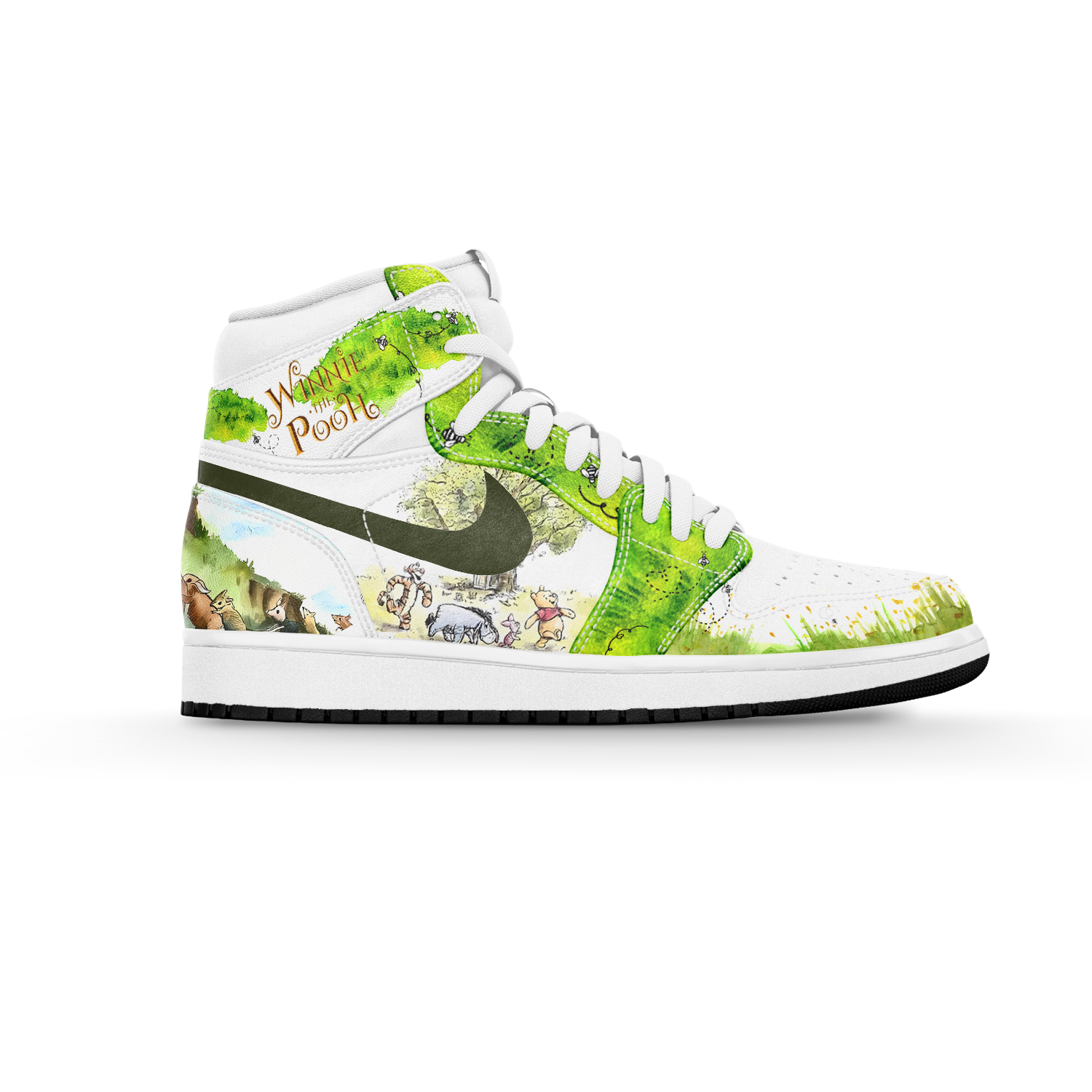 Ideafootwear Winnie The Pooh AJ1 High Sneakers Shoes For Men And Women 1