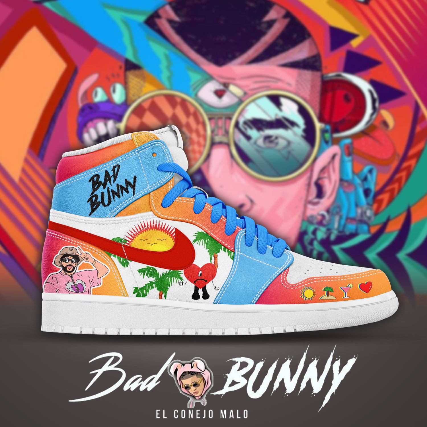 Ideafootwear Bad Bunny AJ1 High Sneakers Shoes For Men And Women 1
