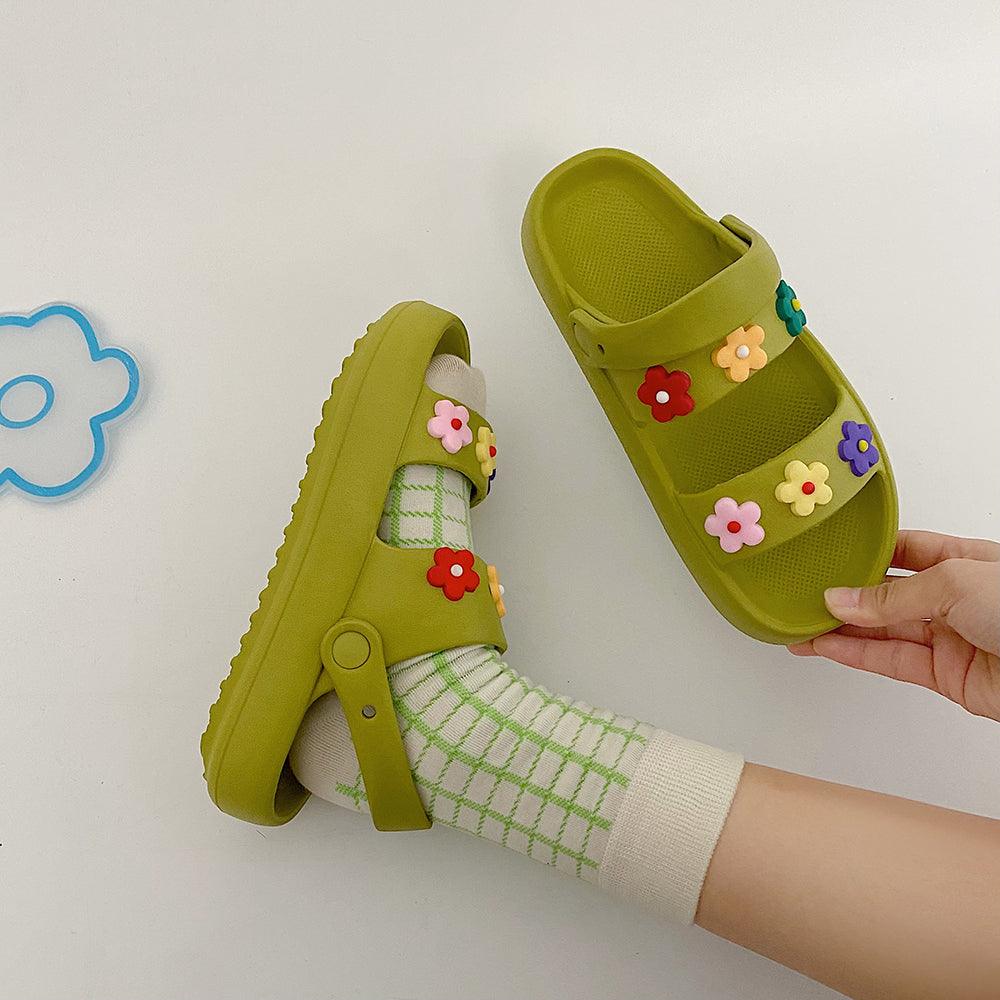 Flower Two Strap Sandals For Women