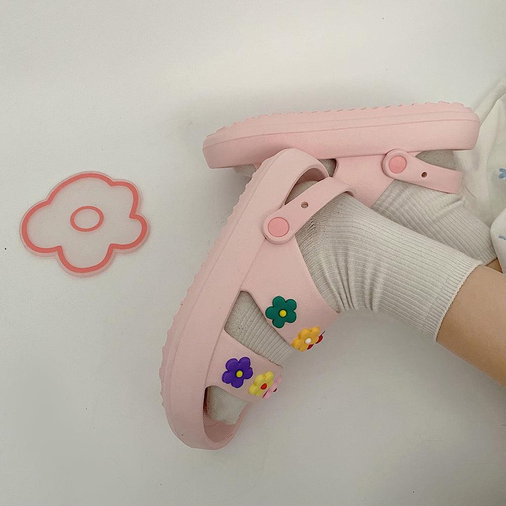 Flower Two Strap Sandals For Women