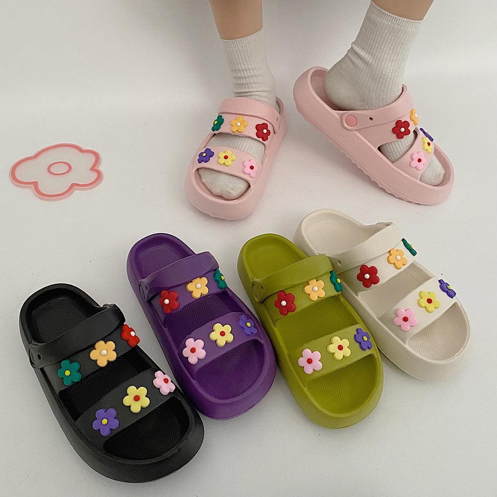 Flower Two Strap Sandals For Women