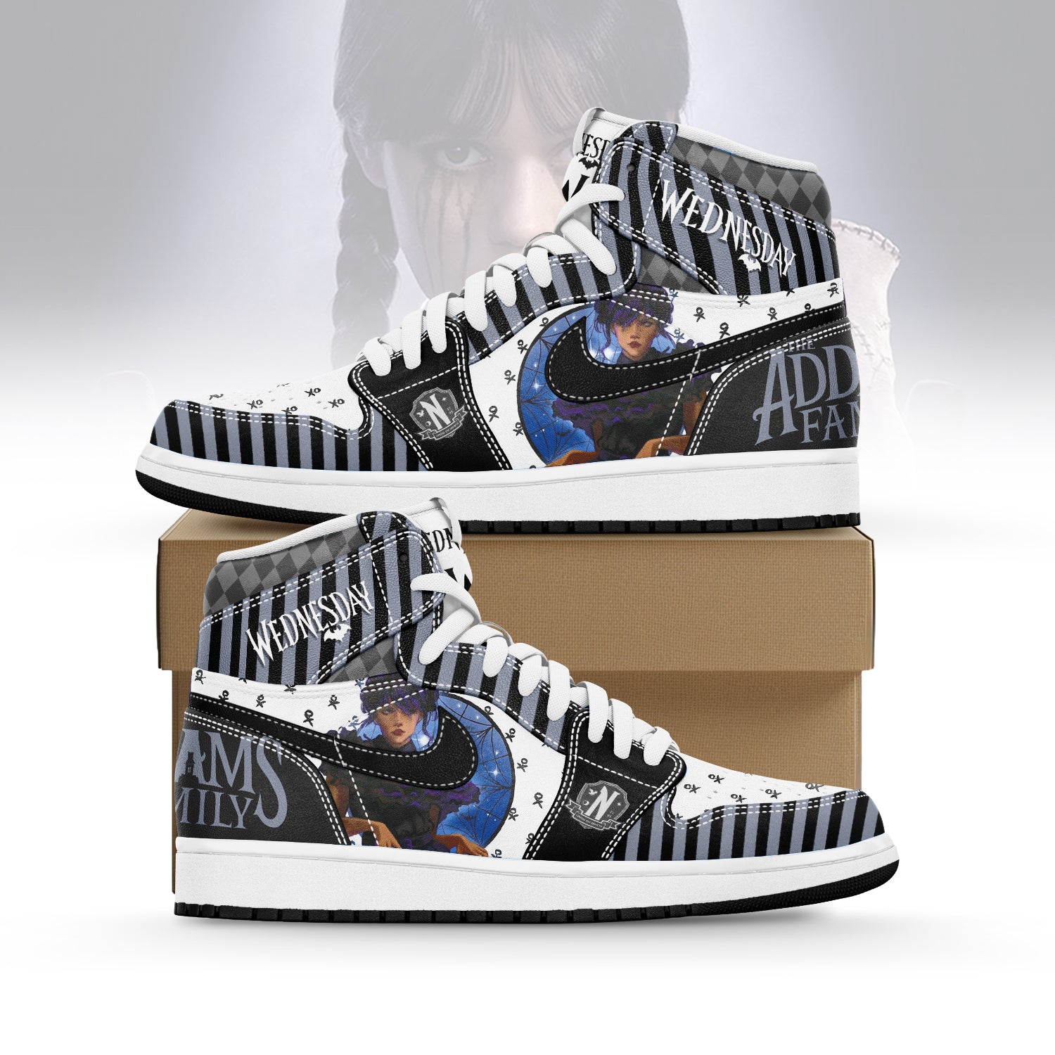 Ideafootwear Wednesday x Halloween AJ1 High Sneakers Shoes For Men And Women
