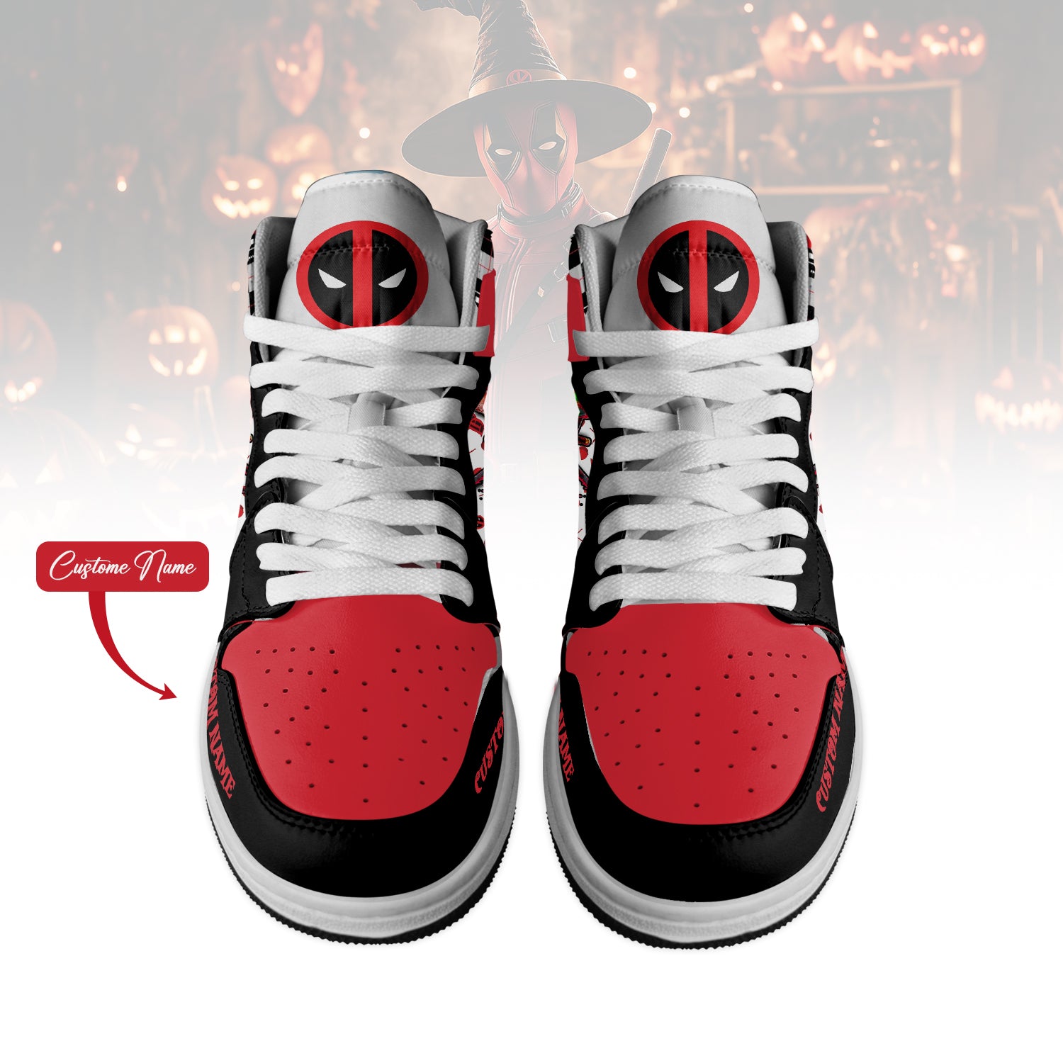 Ideafootwear Deadpool x Halloween AJ1 High Sneakers Shoes For Men And Women