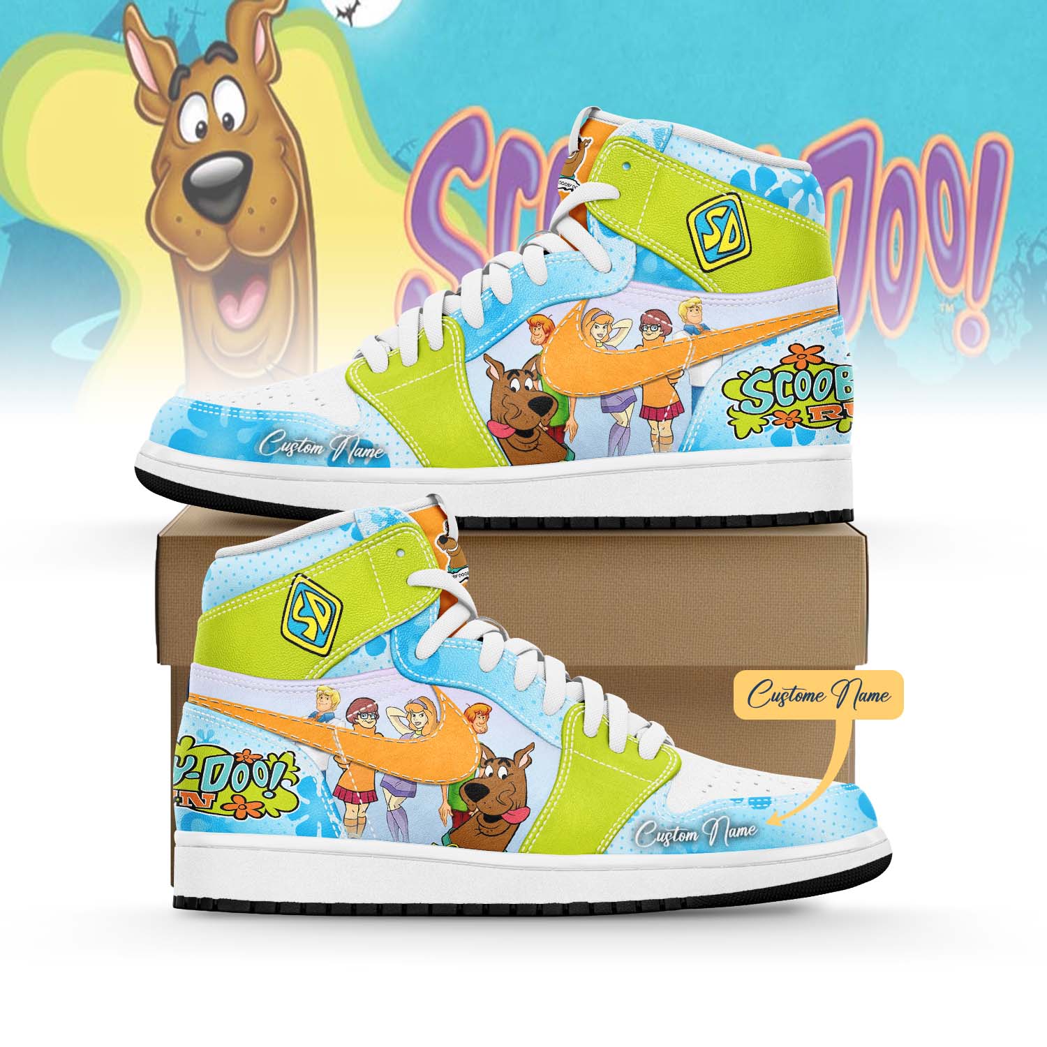 Ideafootwear Scooby-Doo x Christmas AJ1 High Sneakers Shoes For Men And Women