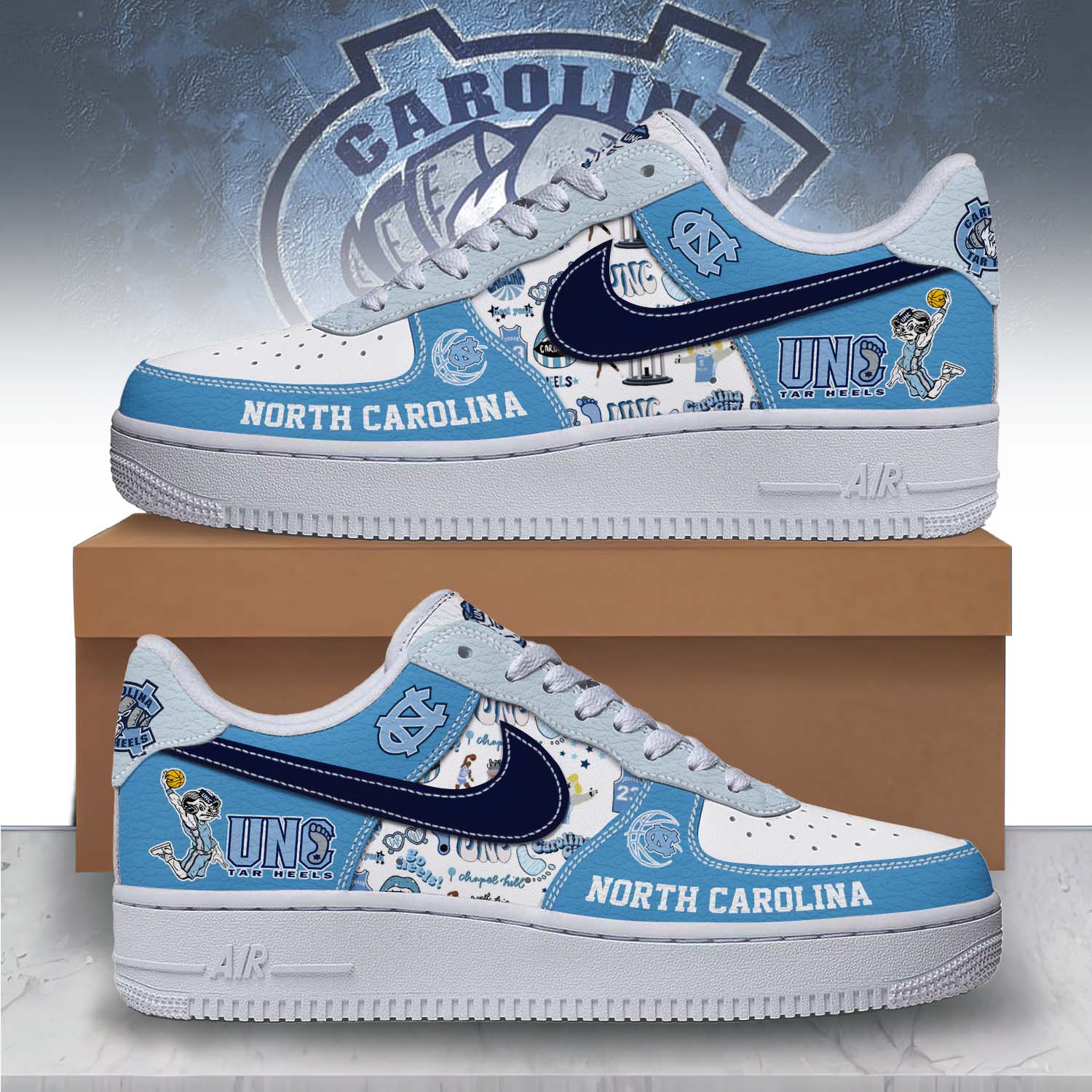 IdeaFootwear North Carolina Tar Heels Air Low-Top Sneakers Shoes For Men And Women