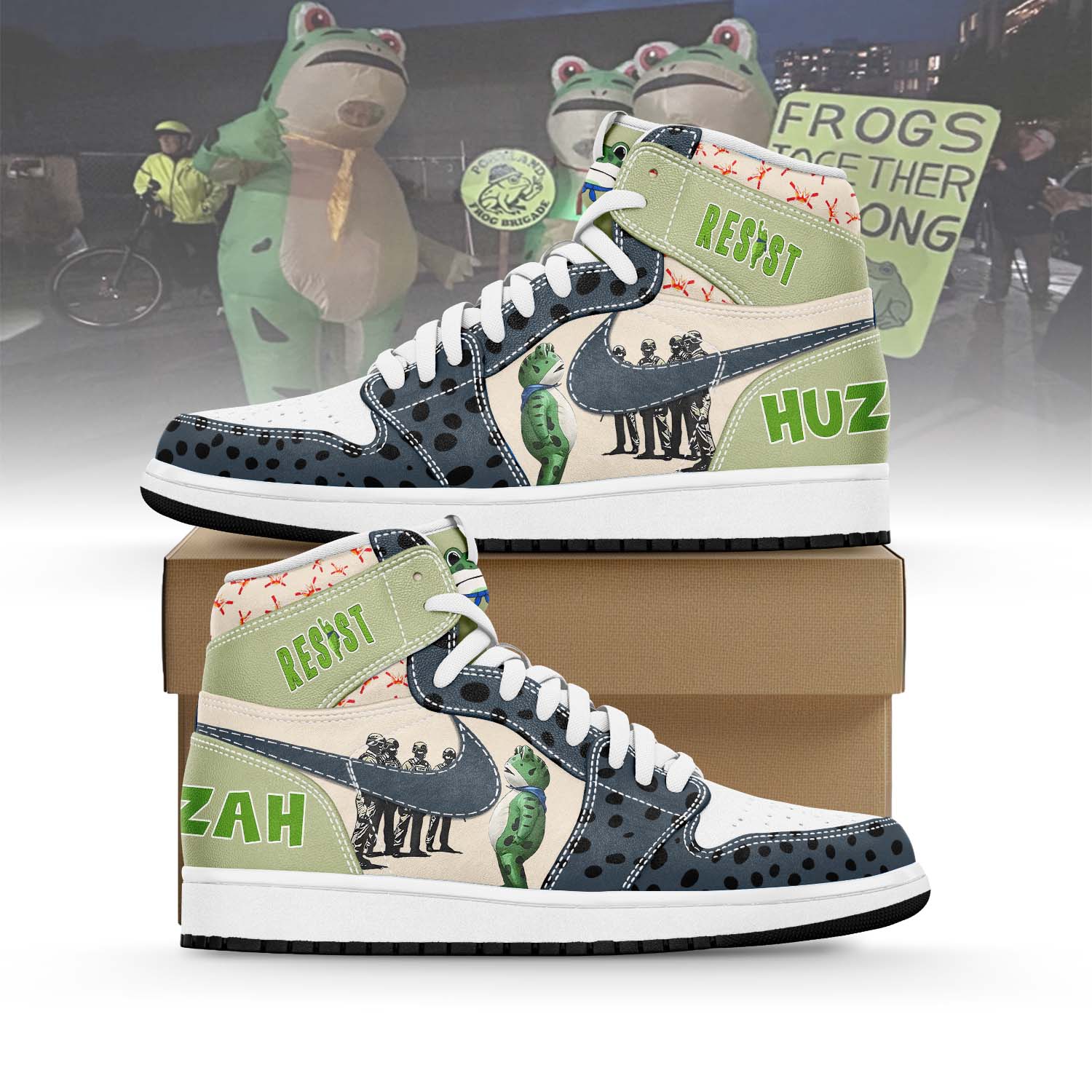 Ideafootwear Portland Frog Resist AJ1 High Sneakers Shoes For Men And Women