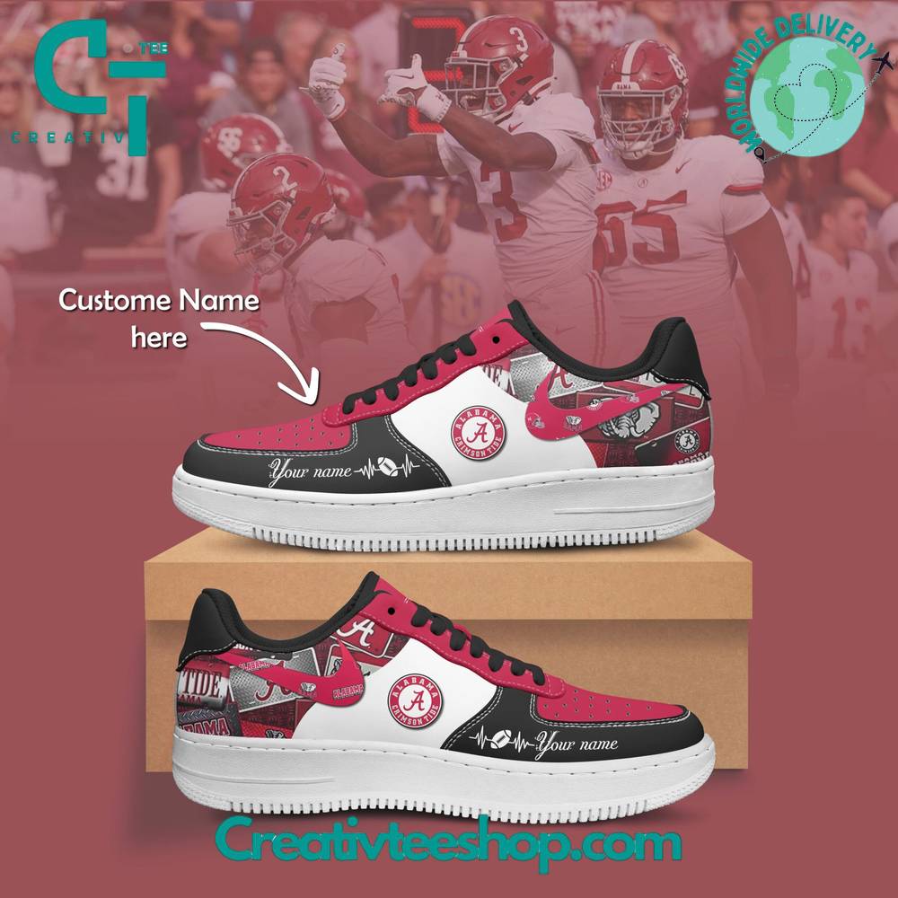 Ideafootwear Alabama Crimson Air Low-Top Sneakers Shoes For Men And Women 1