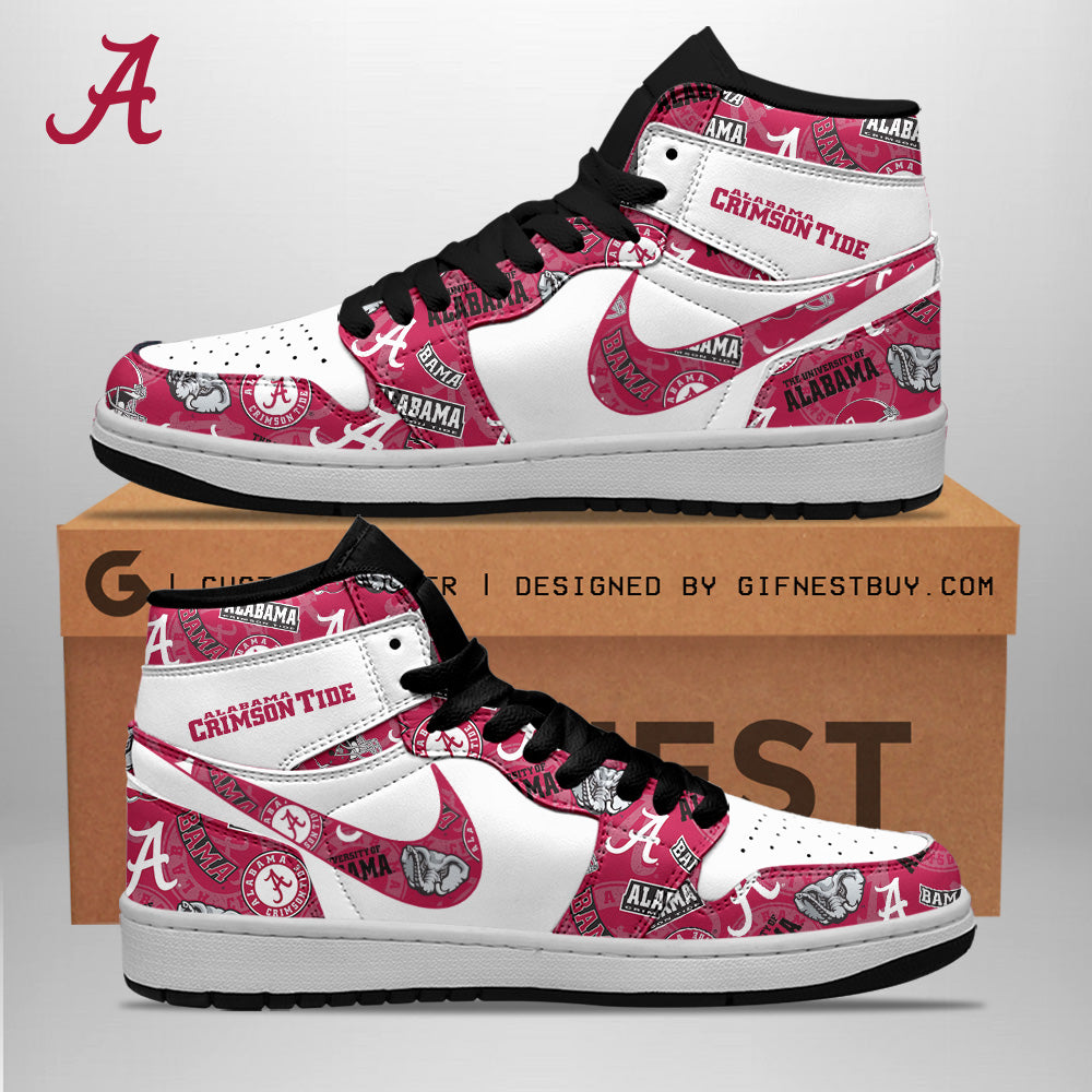Ideafootwear Alabama Crimson Tide AJ1 High Sneakers Shoes For Men And Women 3