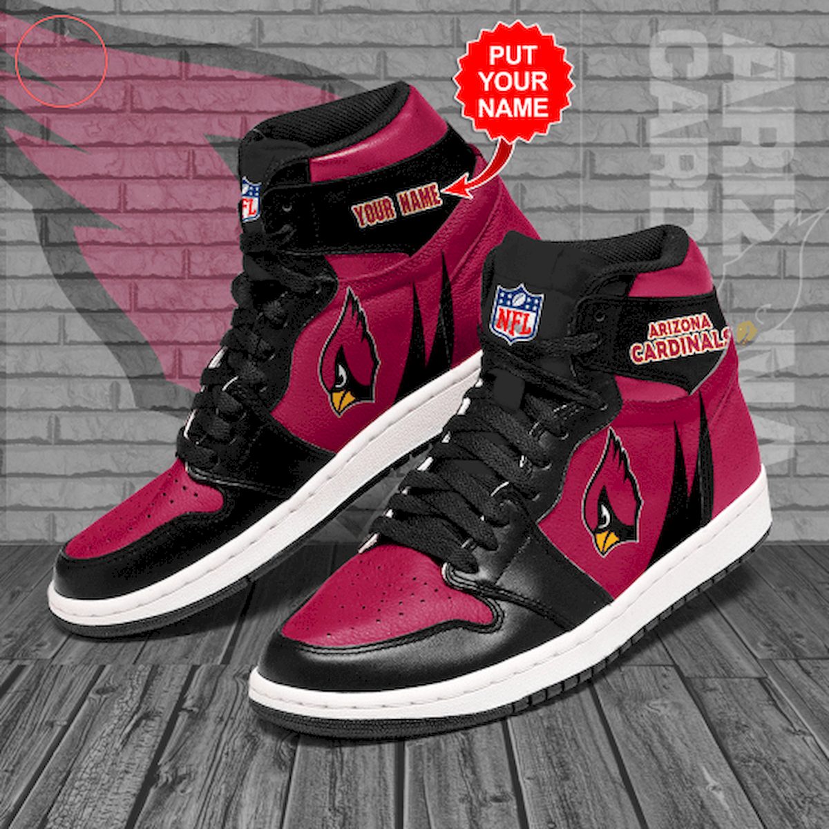 Ideafootwear Arizona Cardinals NFL AJ1 High Sneakers Shoes For Men And Women 10