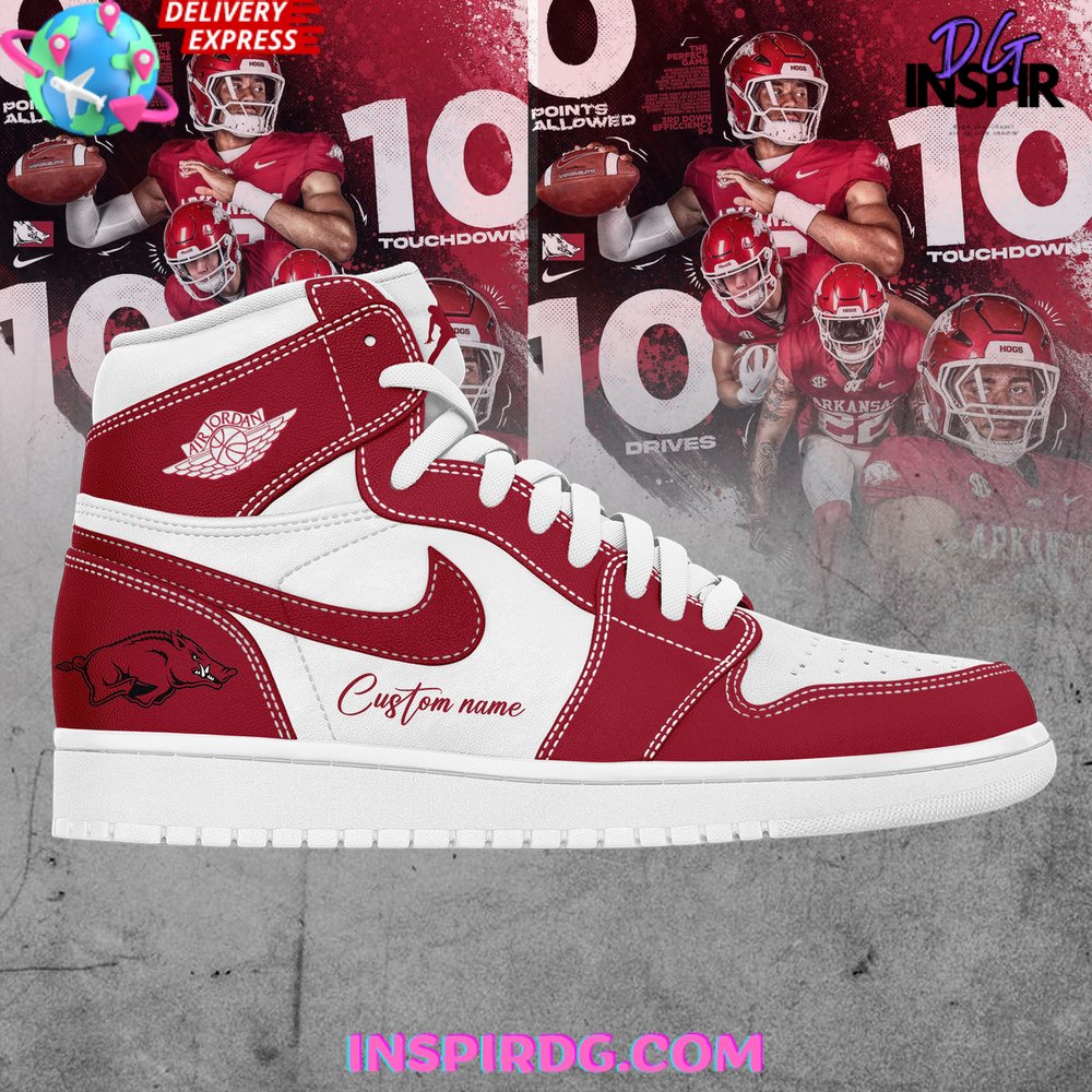 Ideafootwear Arkansas Razorbacks AJ1 High Sneakers Shoes For Men And Women 2