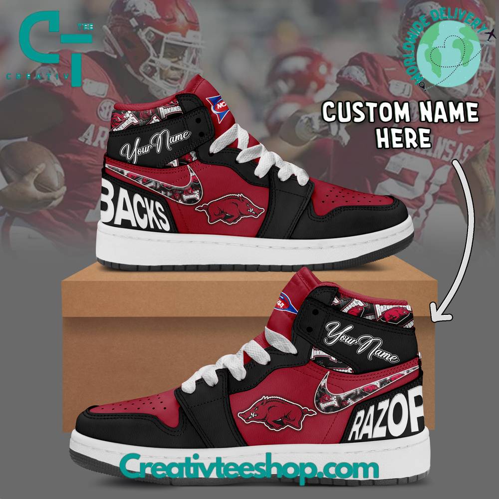 Ideafootwear Arkansas Razorbacks AJ1 High Sneakers Shoes For Men And Women 3
