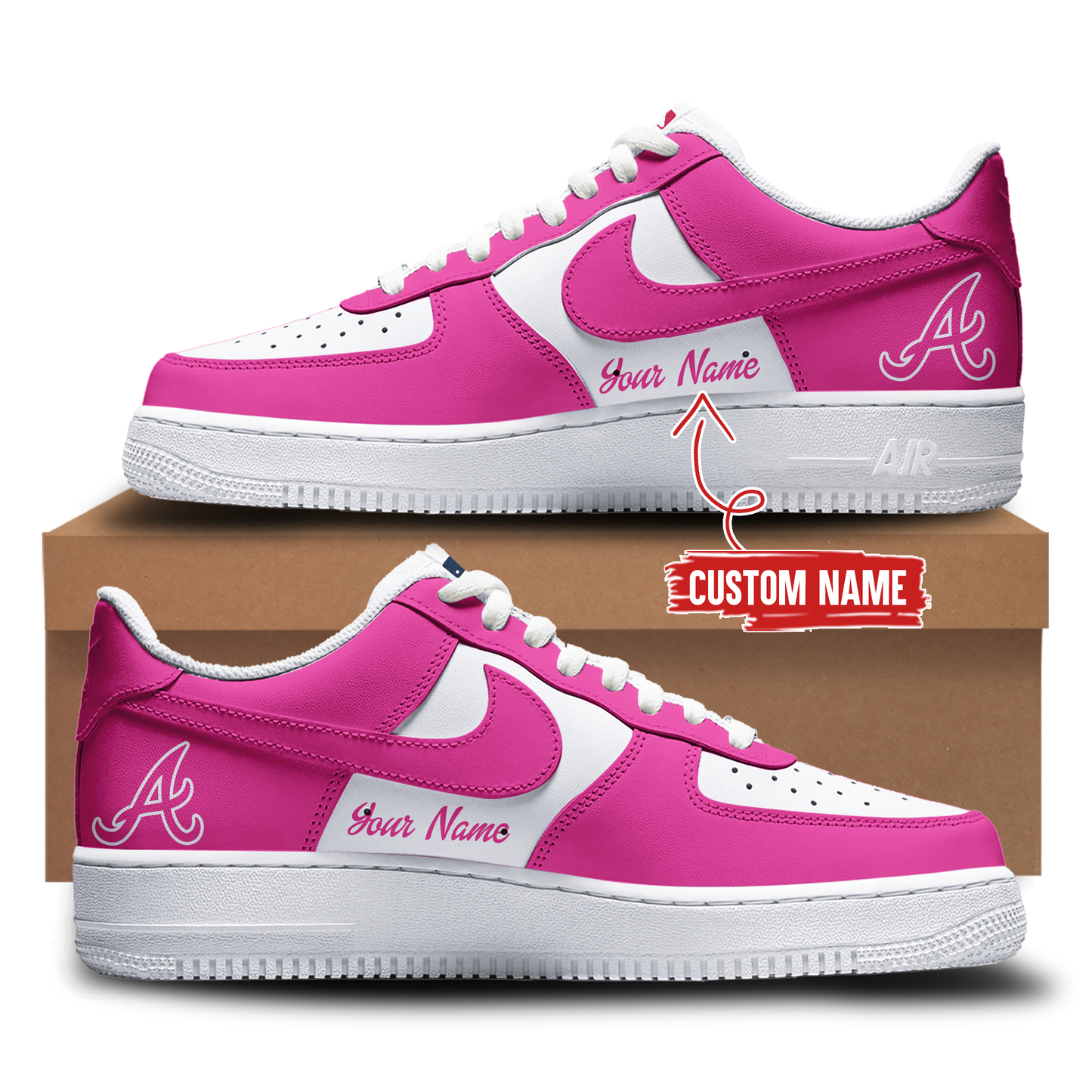 Ideafootwear Atlanta Braves Air Low-Top Sneakers Shoes For Men And Women 4