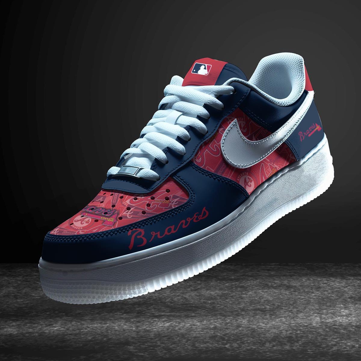 Ideafootwear Atlanta Braves Air Low-Top Sneakers Shoes For Men And Women 6