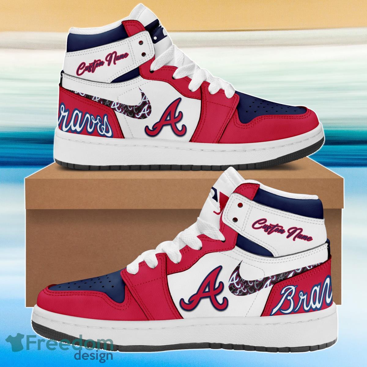 Ideafootwear Atlanta Braves AJ1 High Sneakers Shoes For Men And Women 3