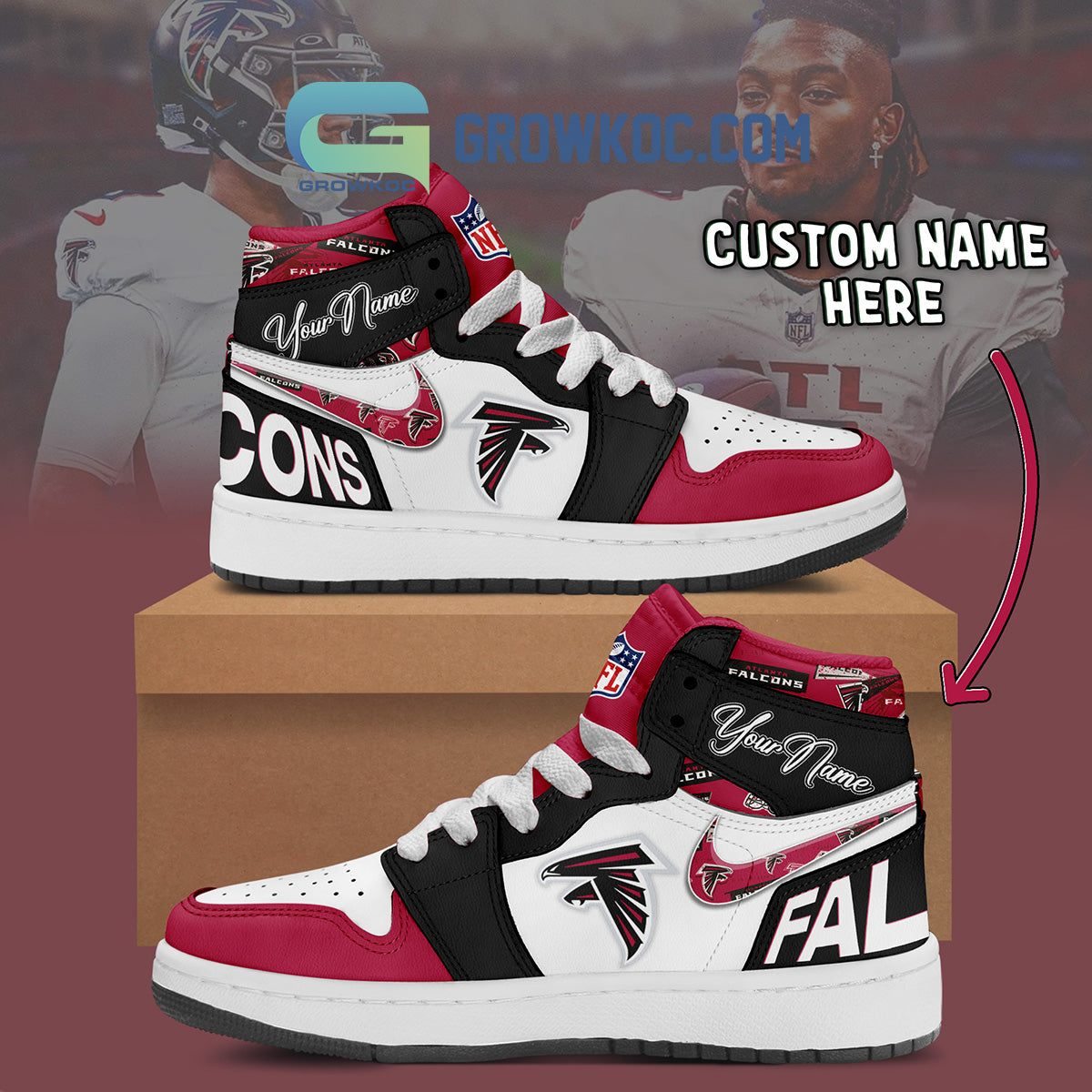 Ideafootwear Atlanta Falcons AJ1 High Sneakers Shoes For Men And Women 5