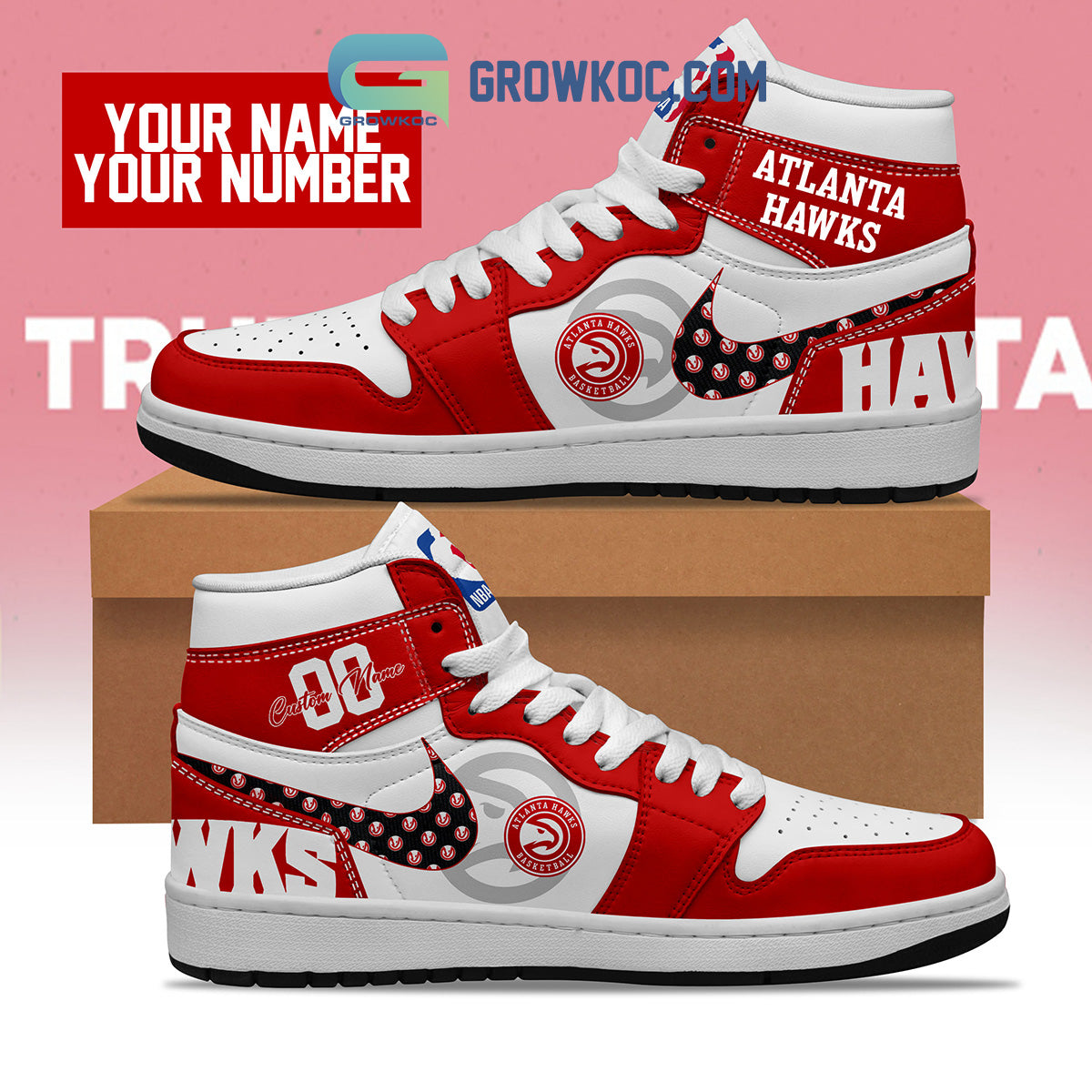 Ideafootwear Atlanta Hawks AJ1 High Sneakers Shoes For Men And Women 3