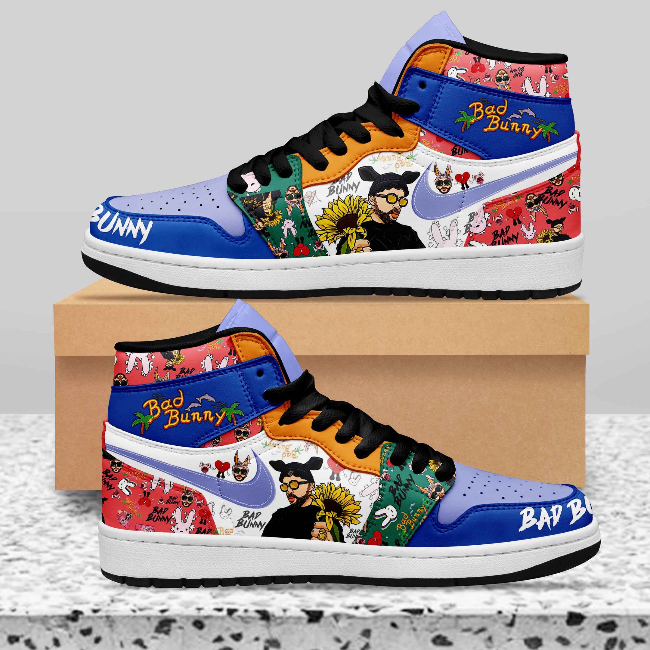Ideafootwear Bad Bunny AJ1 High Sneakers Shoes For Men And Women 5