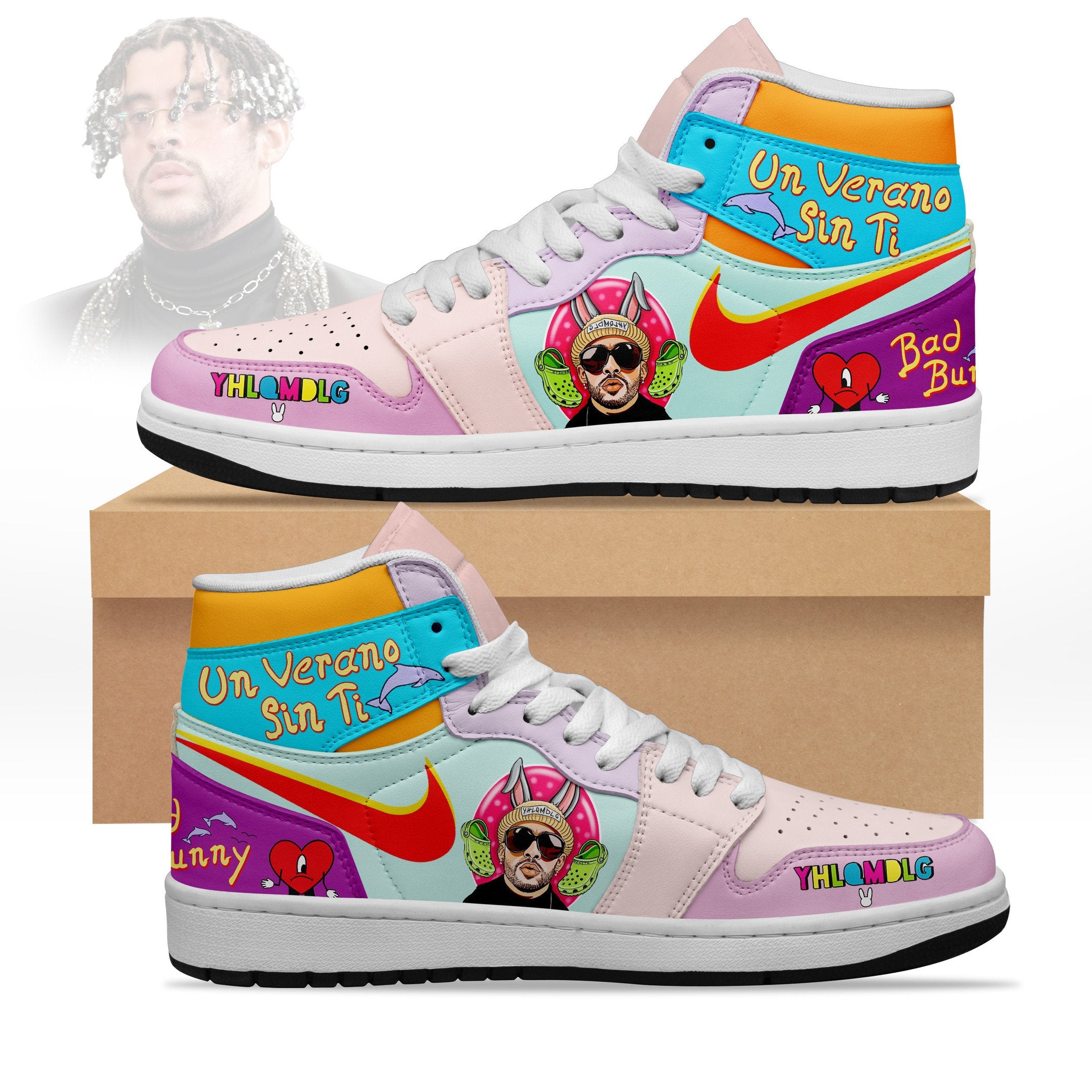 Ideafootwear Bad Bunny AJ1 High Sneakers Shoes For Men And Women 7