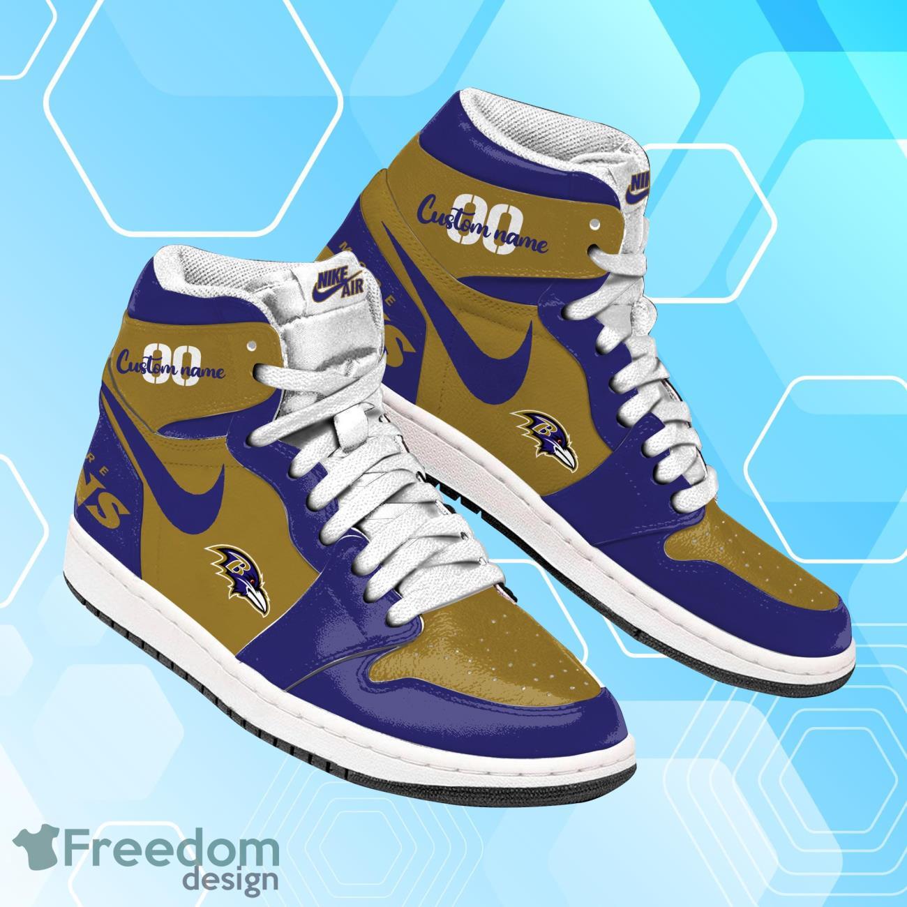 Ideafootwear Baltimore Ravens AJ1 High Sneakers Shoes For Men And Women 1