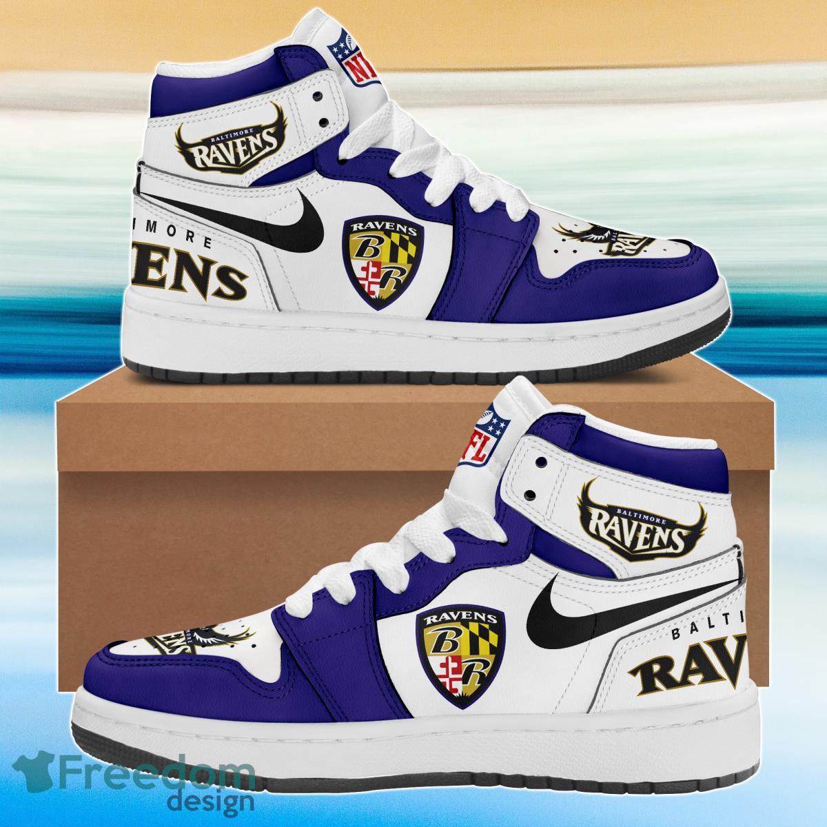 Ideafootwear Baltimore Ravens AJ1 High Sneakers Shoes For Men And Women 12