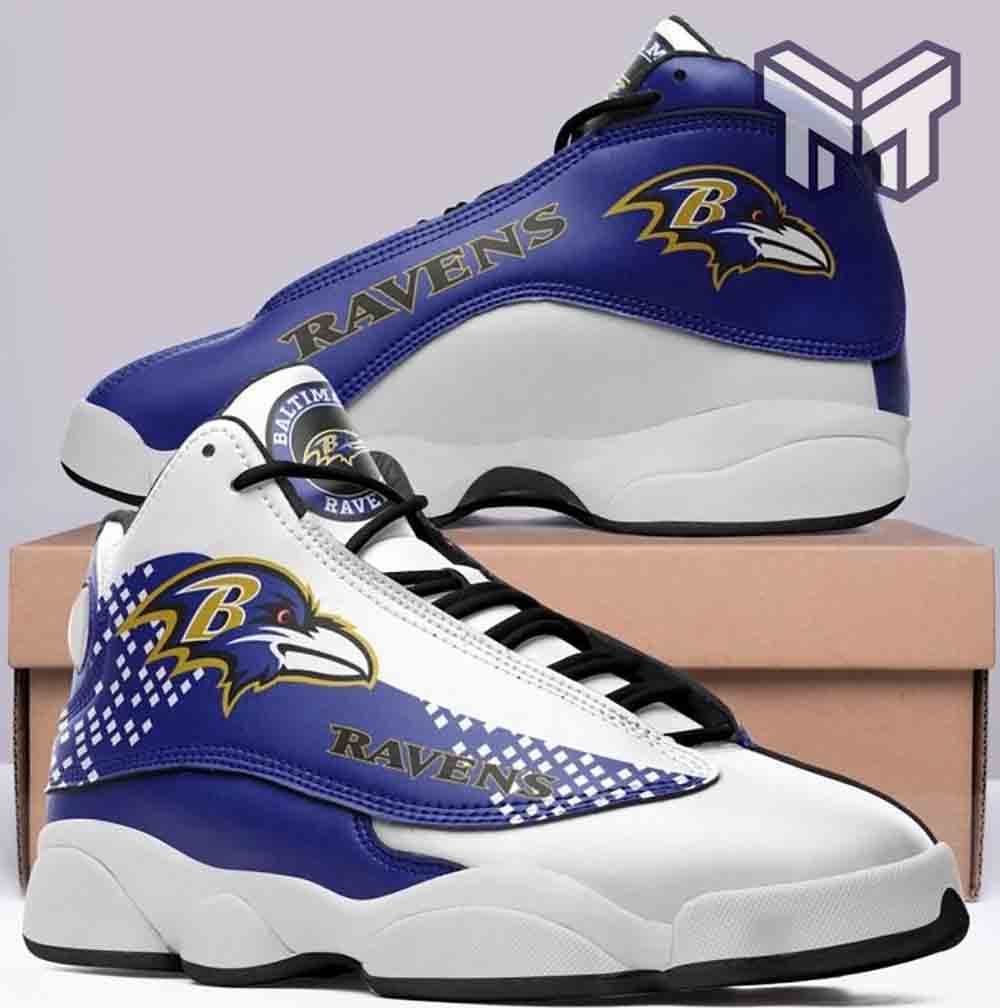 Ideafootwear Baltimore Ravens AJ13 Sneakers Shoes For Men And Women 14