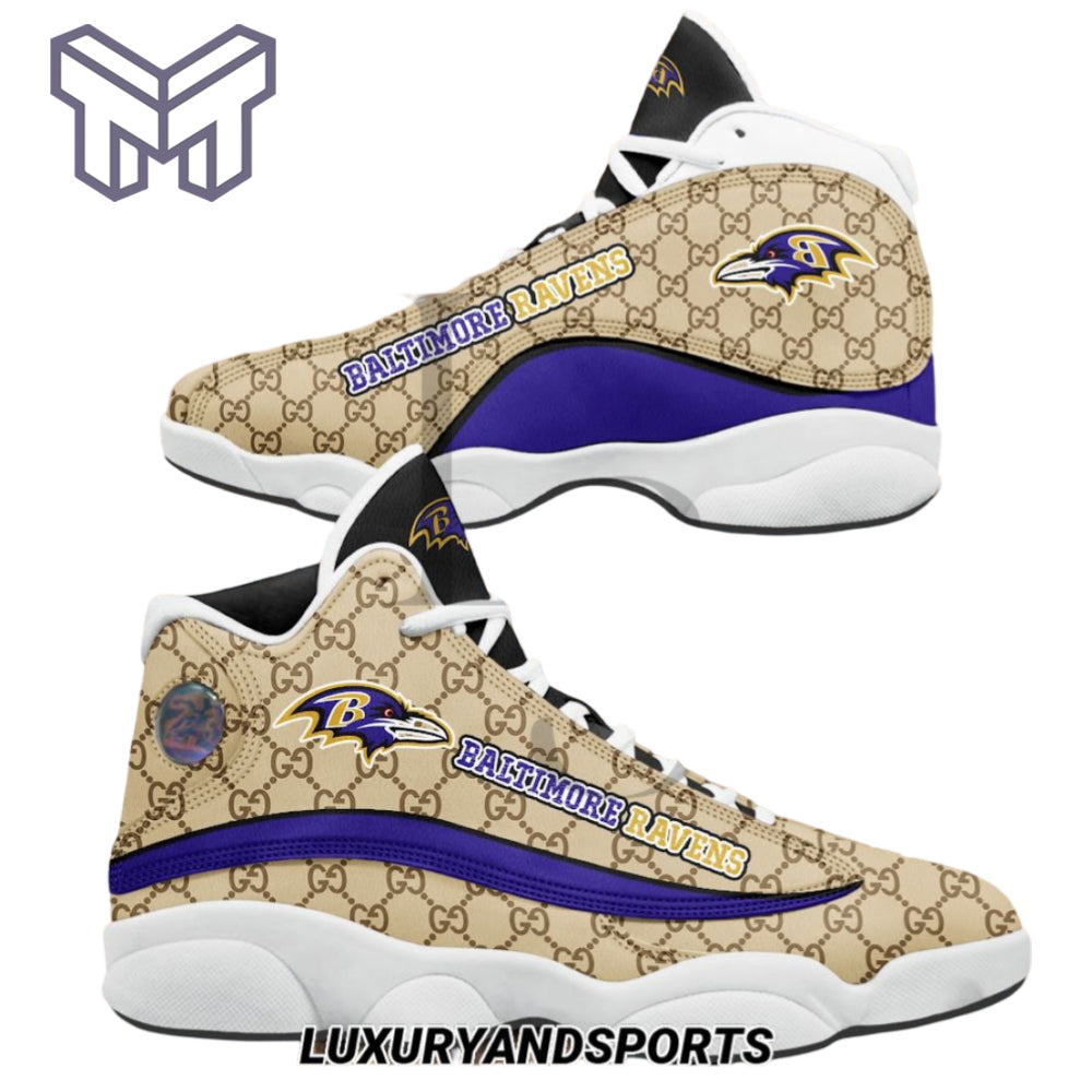 Ideafootwear Baltimore Ravens AJ13 Sneakers Shoes For Men And Women 12