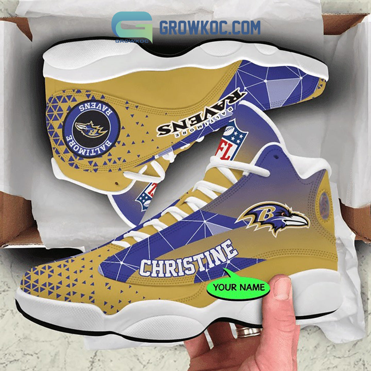 Ideafootwear Baltimore Ravens AJ13 Sneakers Shoes For Men And Women 8
