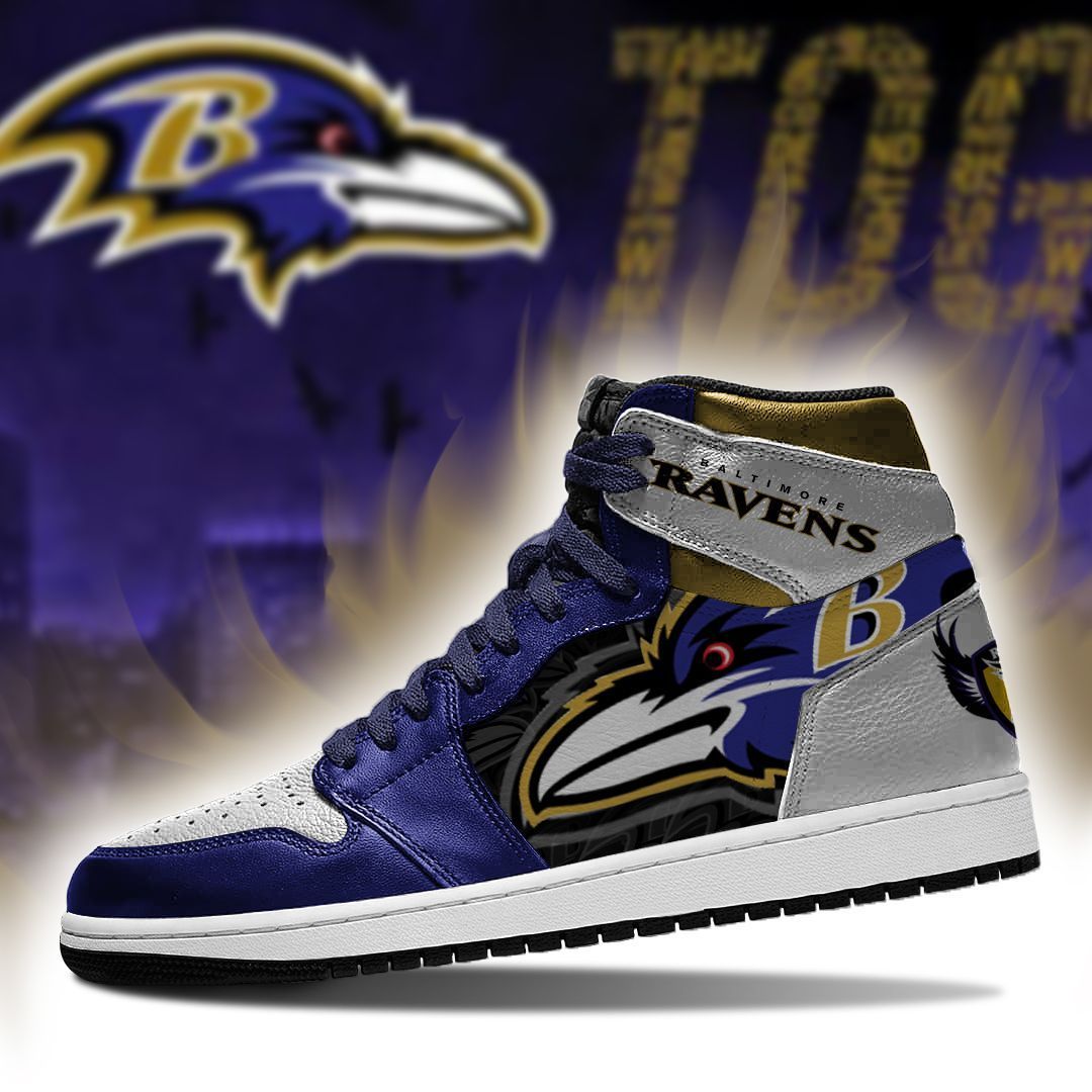 Ideafootwear Baltimore Ravens NFL AJ1 High Sneakers Shoes For Men And Women 1