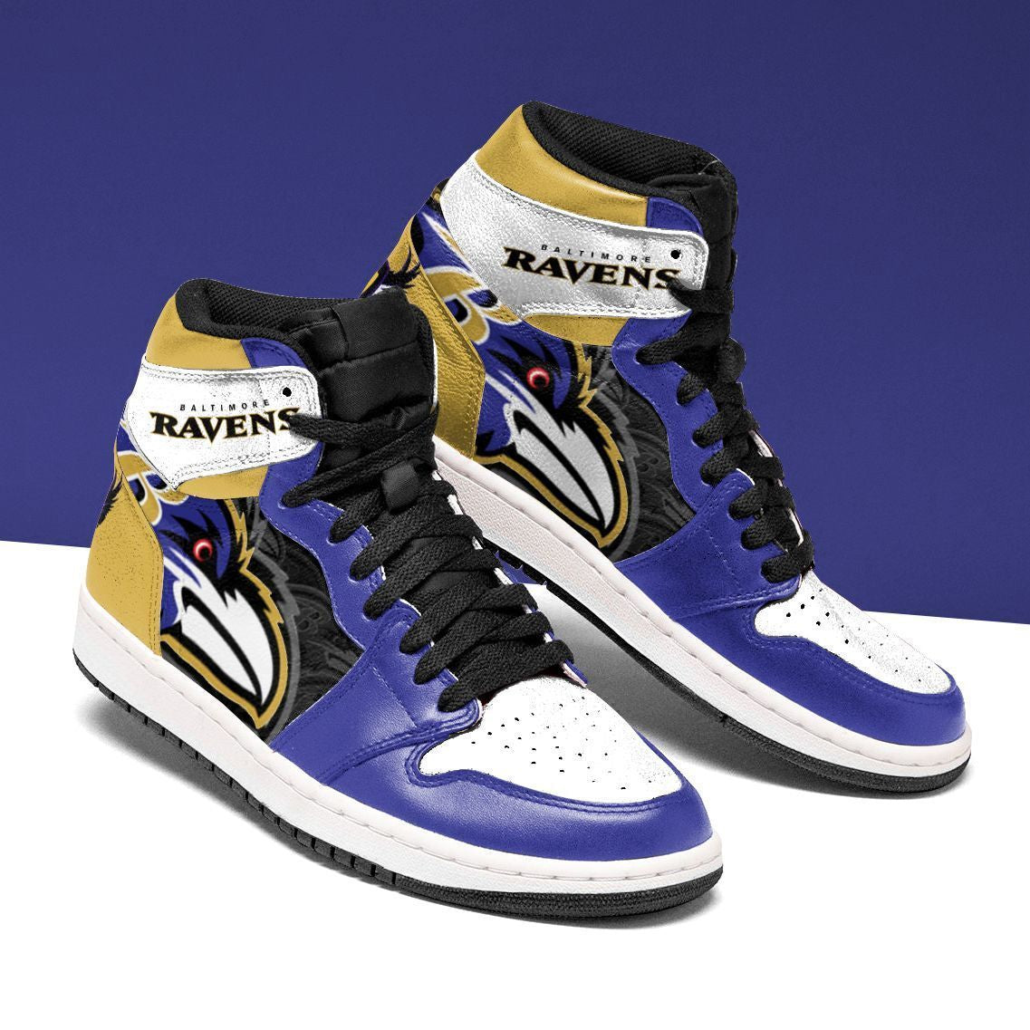 Ideafootwear Baltimore Ravens NFL AJ1 High Sneakers Shoes For Men And Women 1