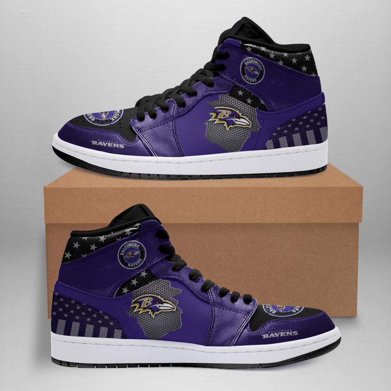 Ideafootwear Baltimore Ravens NFL AJ1 High Sneakers Shoes For Men And Women 2