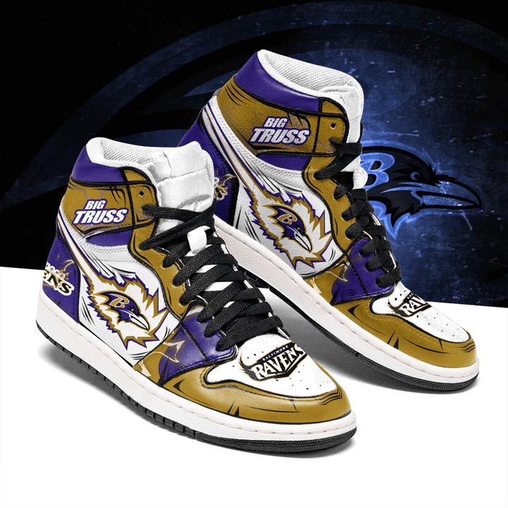 Ideafootwear Baltimore Ravens NFL AJ1 High Sneakers Shoes For Men And Women 3