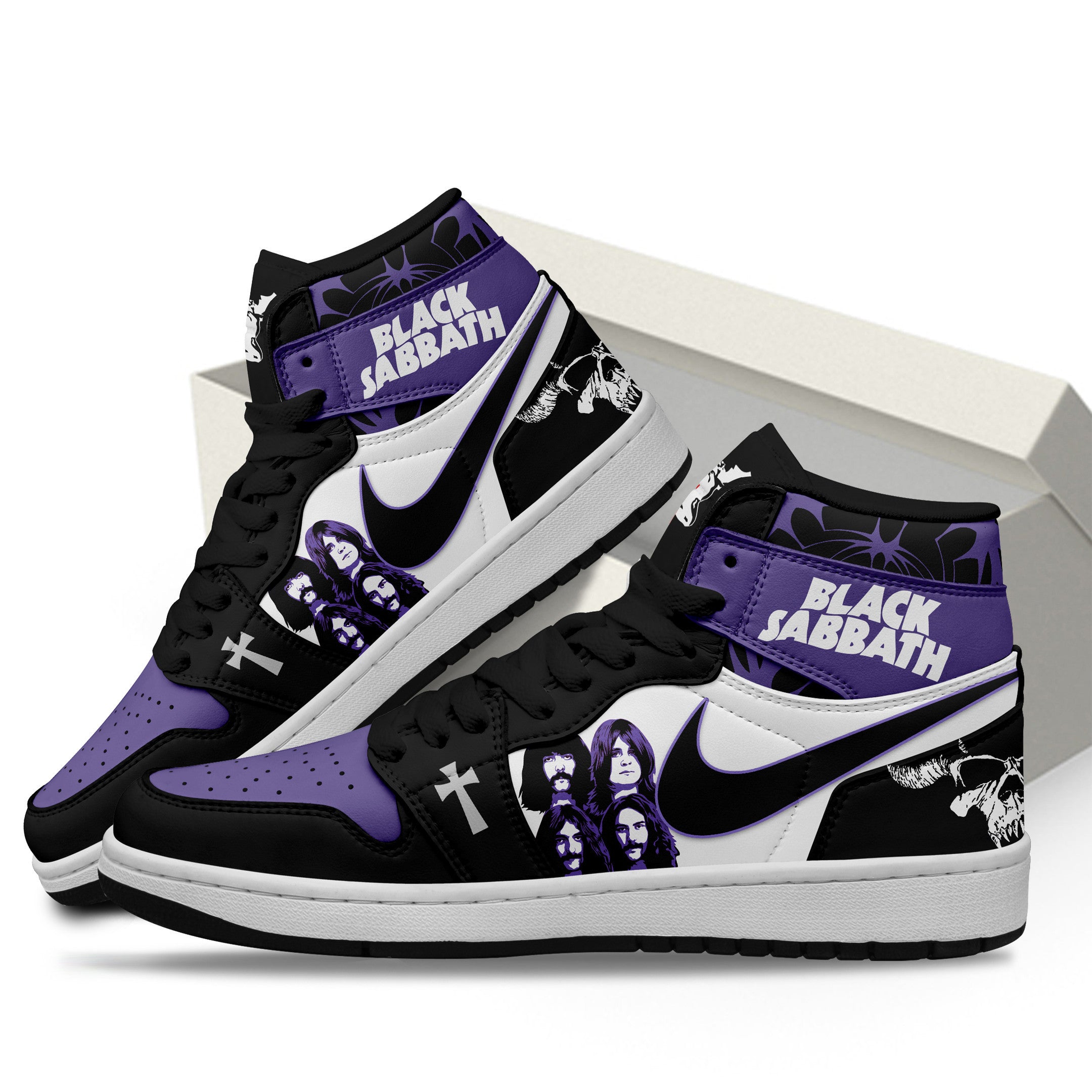 Ideafootwear Black Sabbath AJ1 High Sneakers Shoes For Men And Women 2