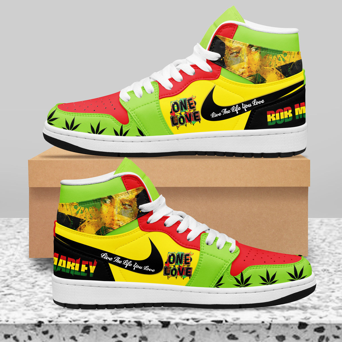 Ideafootwear Bob Marley AJ1 High Sneakers Shoes For Men And Women 24
