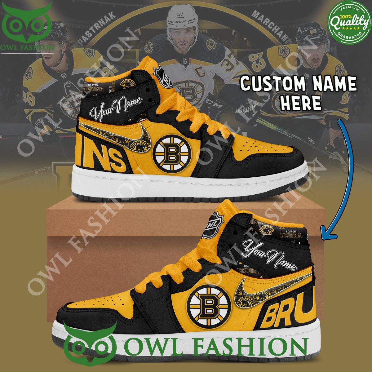Ideafootwear Boston Bruins AJ1 High Sneakers Shoes For Men And Women 15