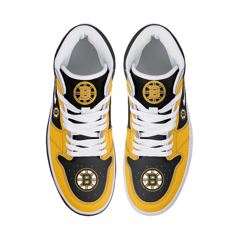 Ideafootwear Boston Bruins AJ1 High Sneakers Shoes For Men And Women 8