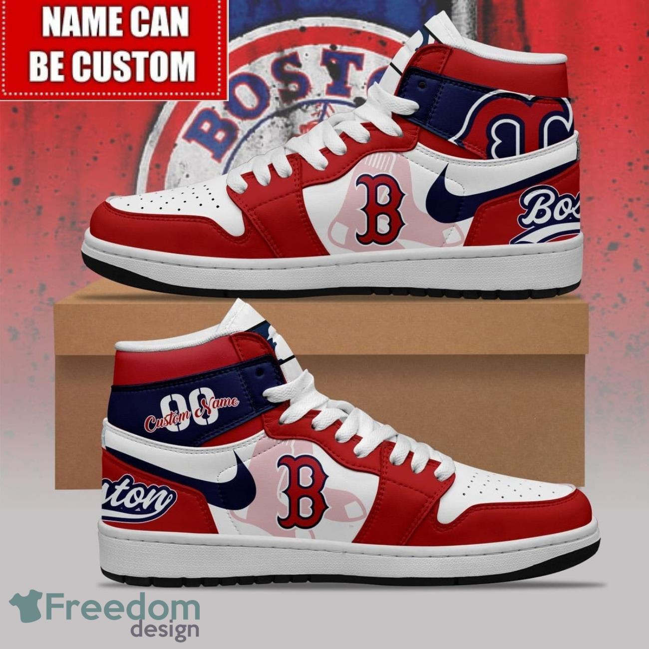 Ideafootwear Boston Red Sox AJ1 High Sneakers Shoes For Men And Women 1