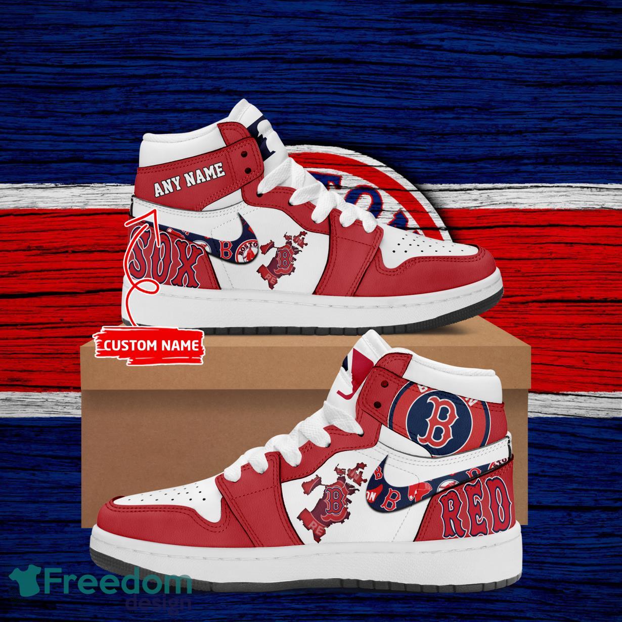 Ideafootwear Boston Red Sox AJ1 High Sneakers Shoes For Men And Women 2
