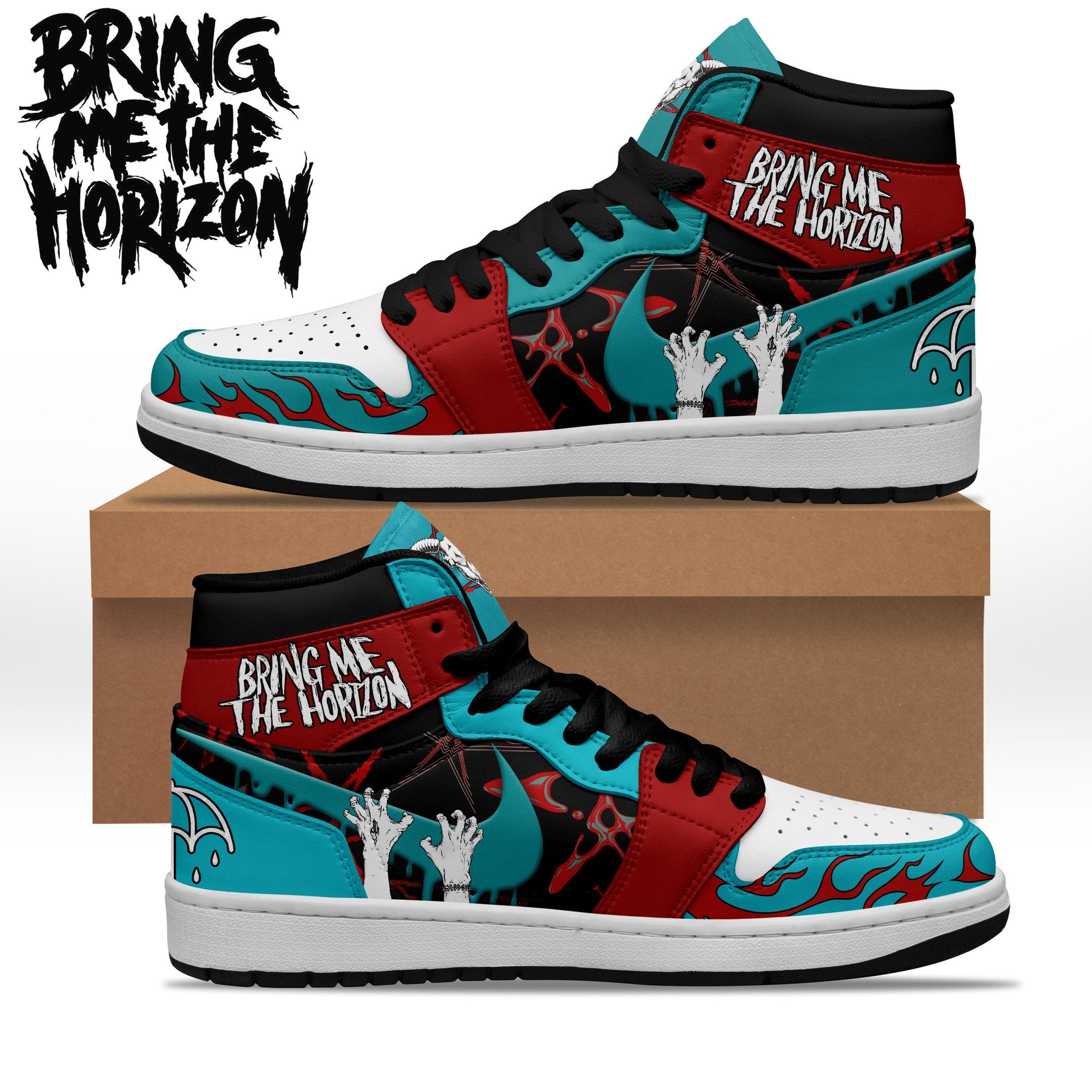 Ideafootwear Bring Me The Horizon AJ1 High Sneakers Shoes For Men And Women 7
