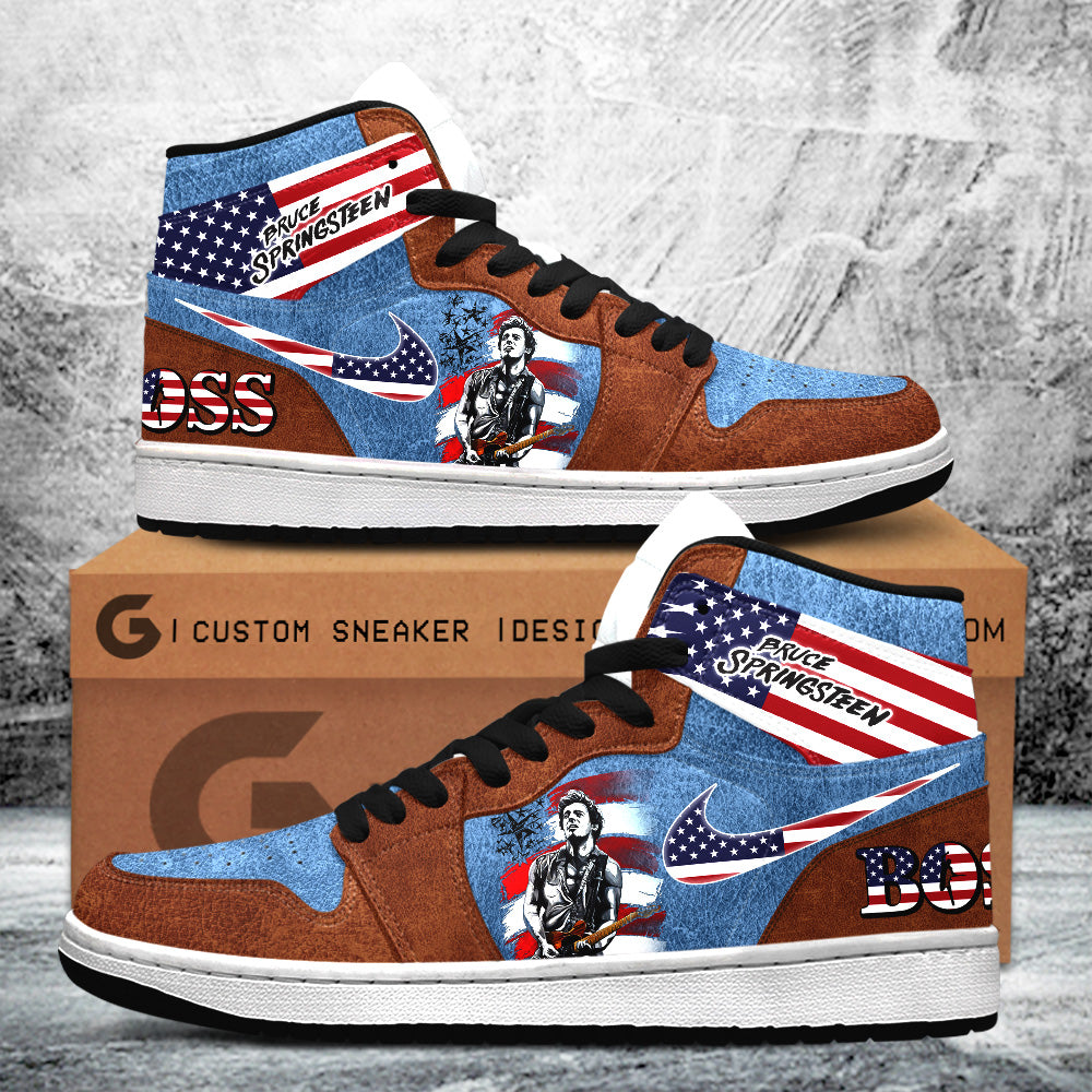 Ideafootwear Bruce Springsteen AJ1 High Sneakers Shoes For Men And Women 2