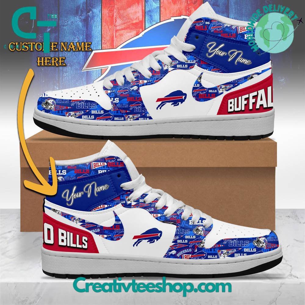 Ideafootwear Buffalo Bills AJ1 High Sneakers Shoes For Men And Women 5