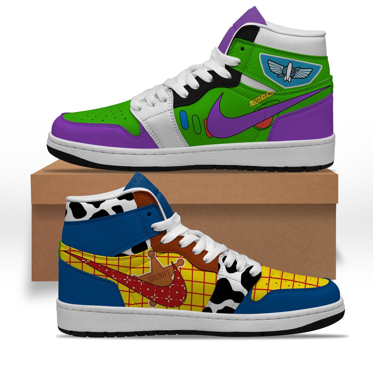 Ideafootwear Buzz Lightyear AJ1 High Sneakers Shoes For Men And Women 1