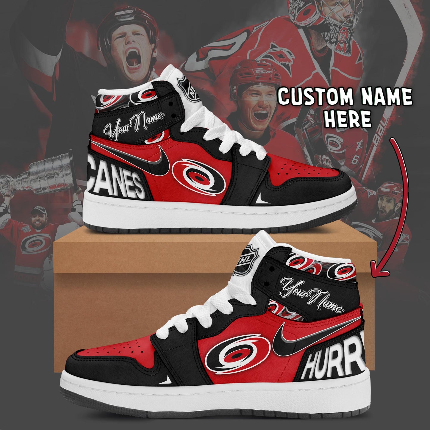 Ideafootwear Carolina Hurricanes AJ1 High Sneakers Shoes For Men And Women 2
