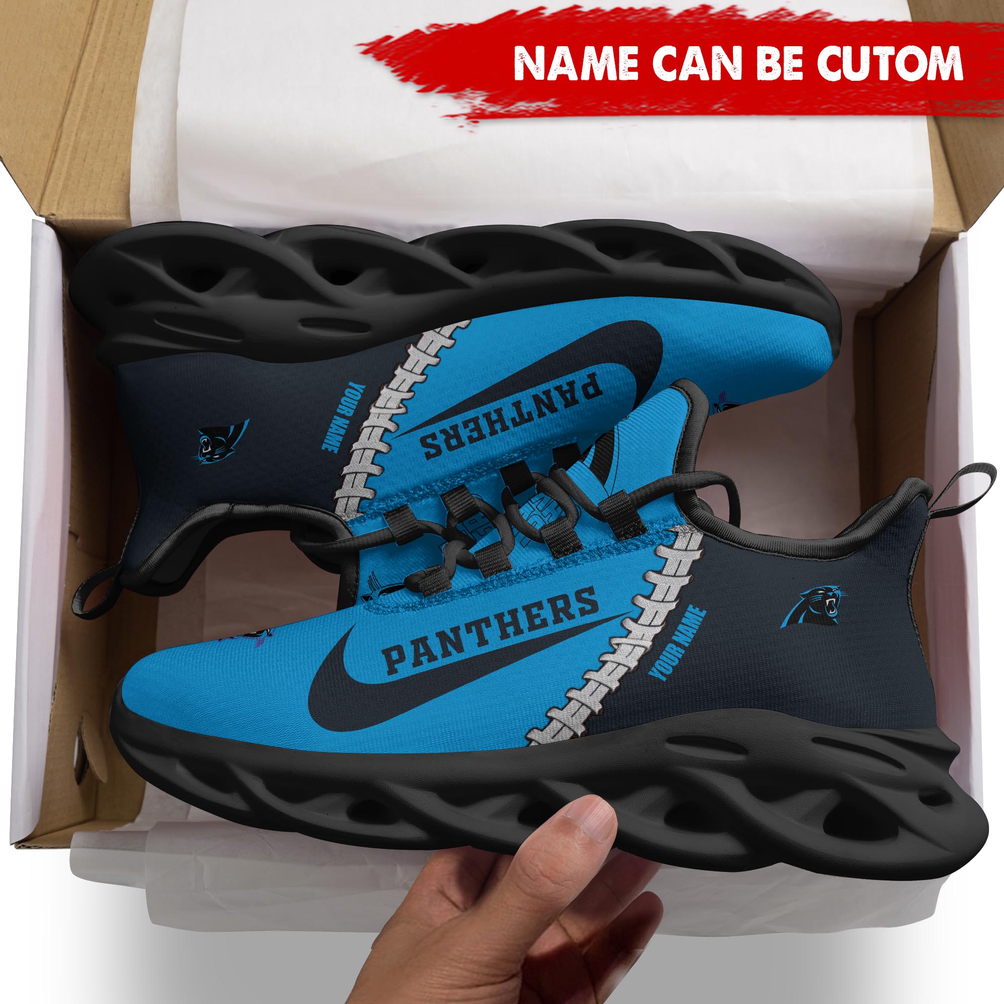 Ideafootwear Carolina Panthers Max Soul Shoes Sneakers For Men And Women 37