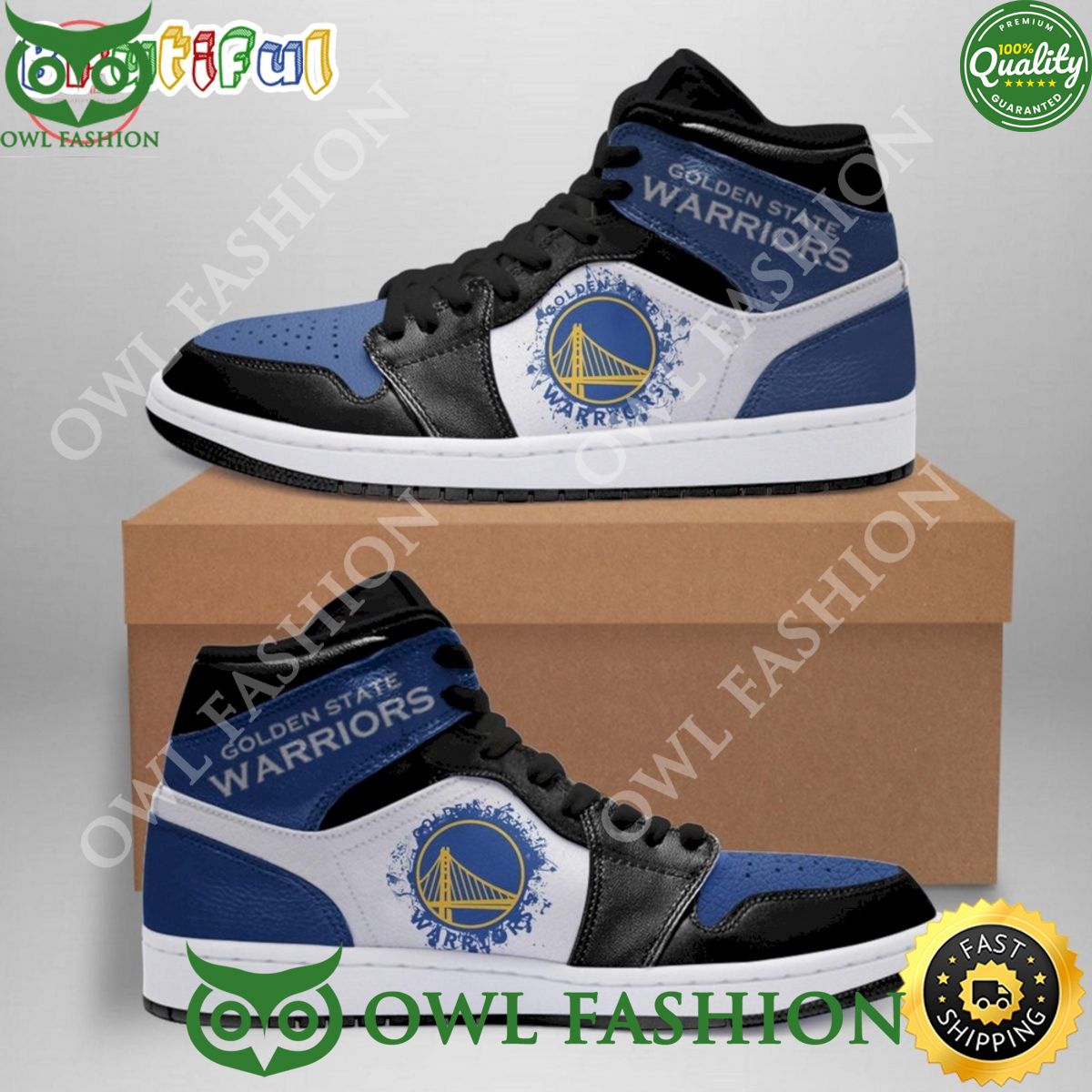 Ideafootwear Champion Golden State Warriors AJ1 High Sneakers Shoes For Men And Women 1