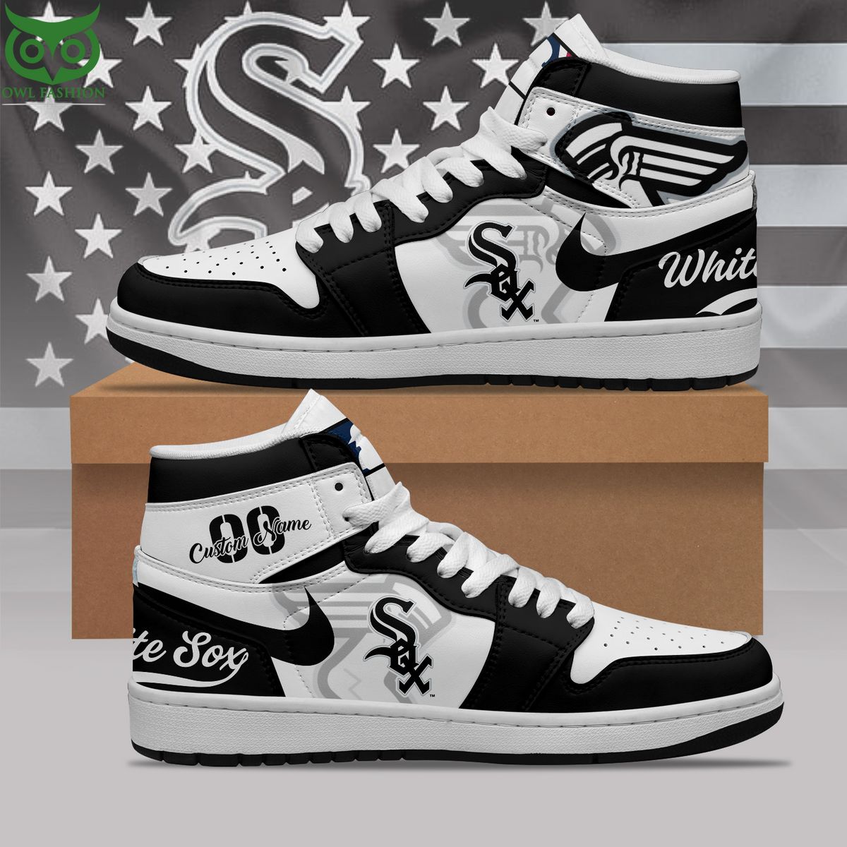 Ideafootwear Chicago White Sox AJ1 High Sneakers Shoes For Men And Women 7
