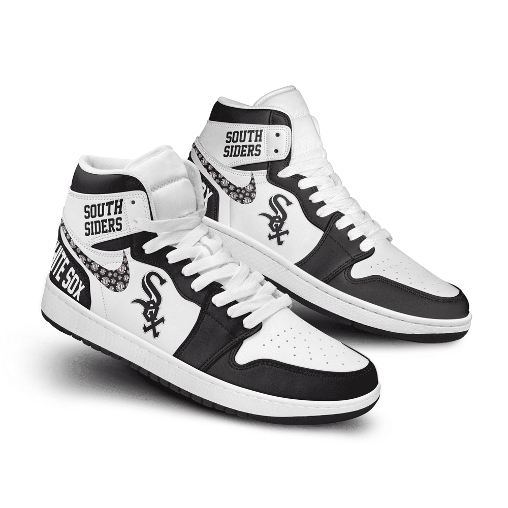 Ideafootwear Chicago White Sox AJ1 High Sneakers Shoes For Men And Women 8