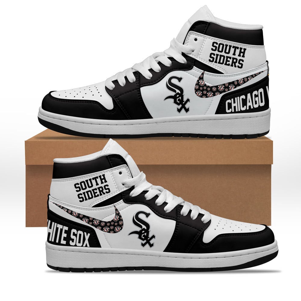 Ideafootwear Chicago White Sox AJ1 High Sneakers Shoes For Men And Women 8