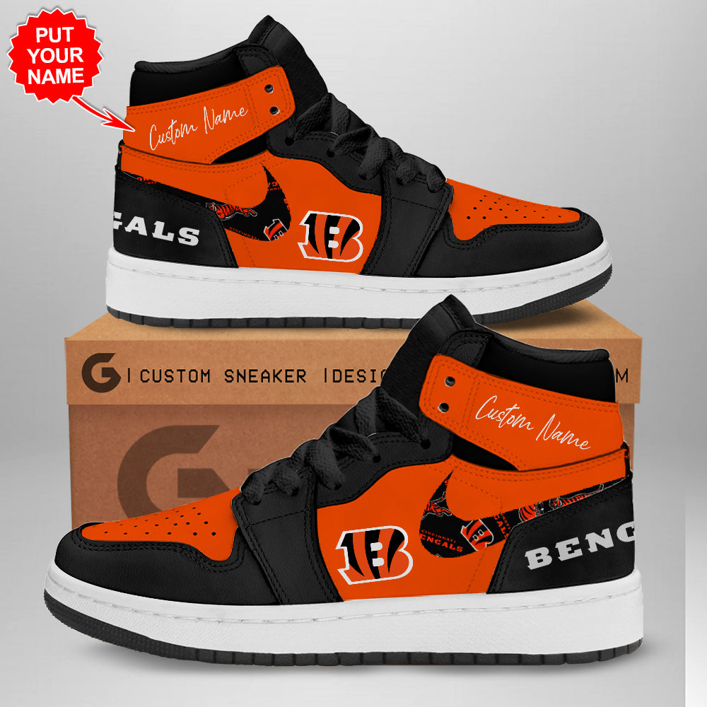 Ideafootwear Cincinnati Bengals AJ1 High Sneakers Shoes For Men And Women 4