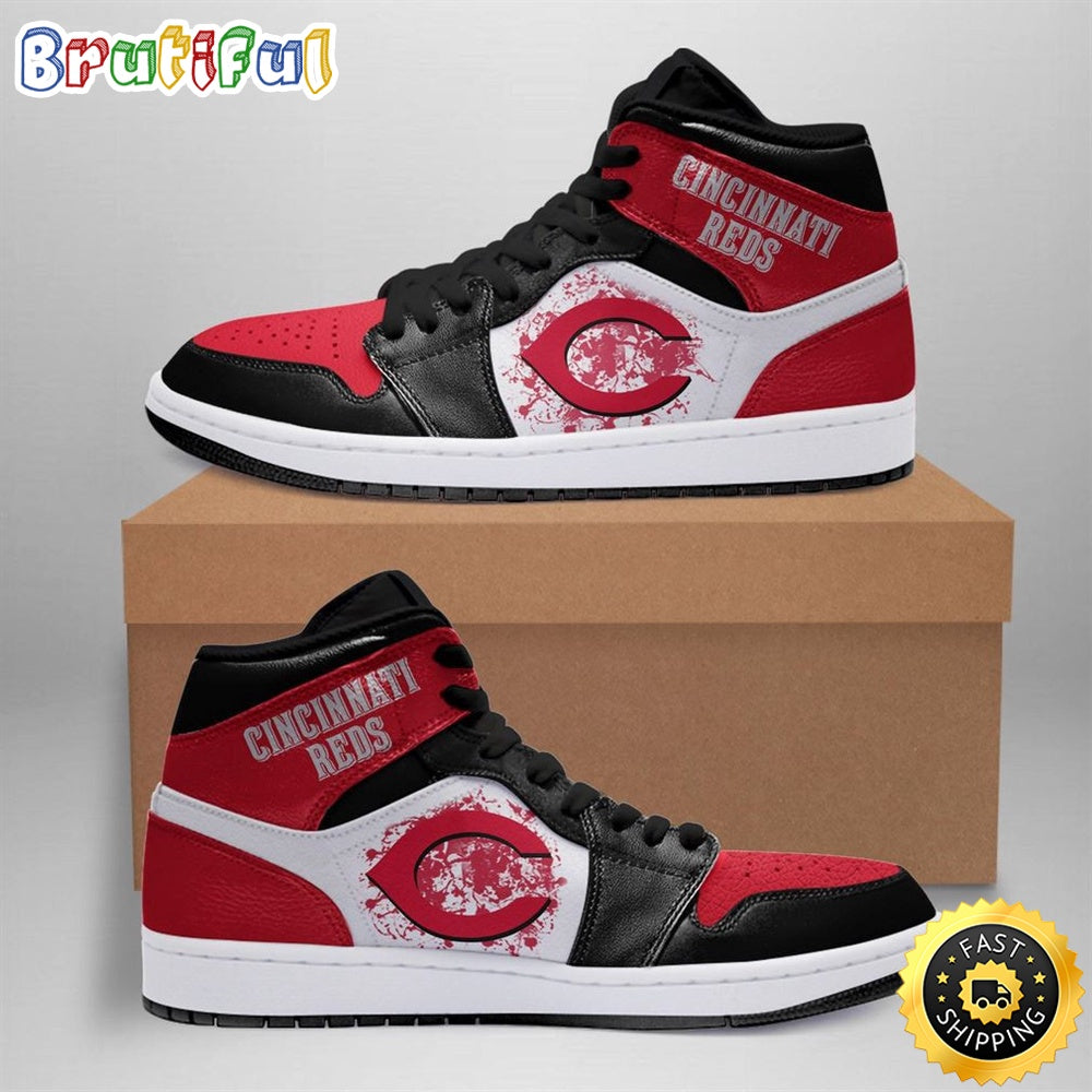 Ideafootwear Cincinnati Reds MLB AJ1 High Sneakers Shoes For Men And Women 2